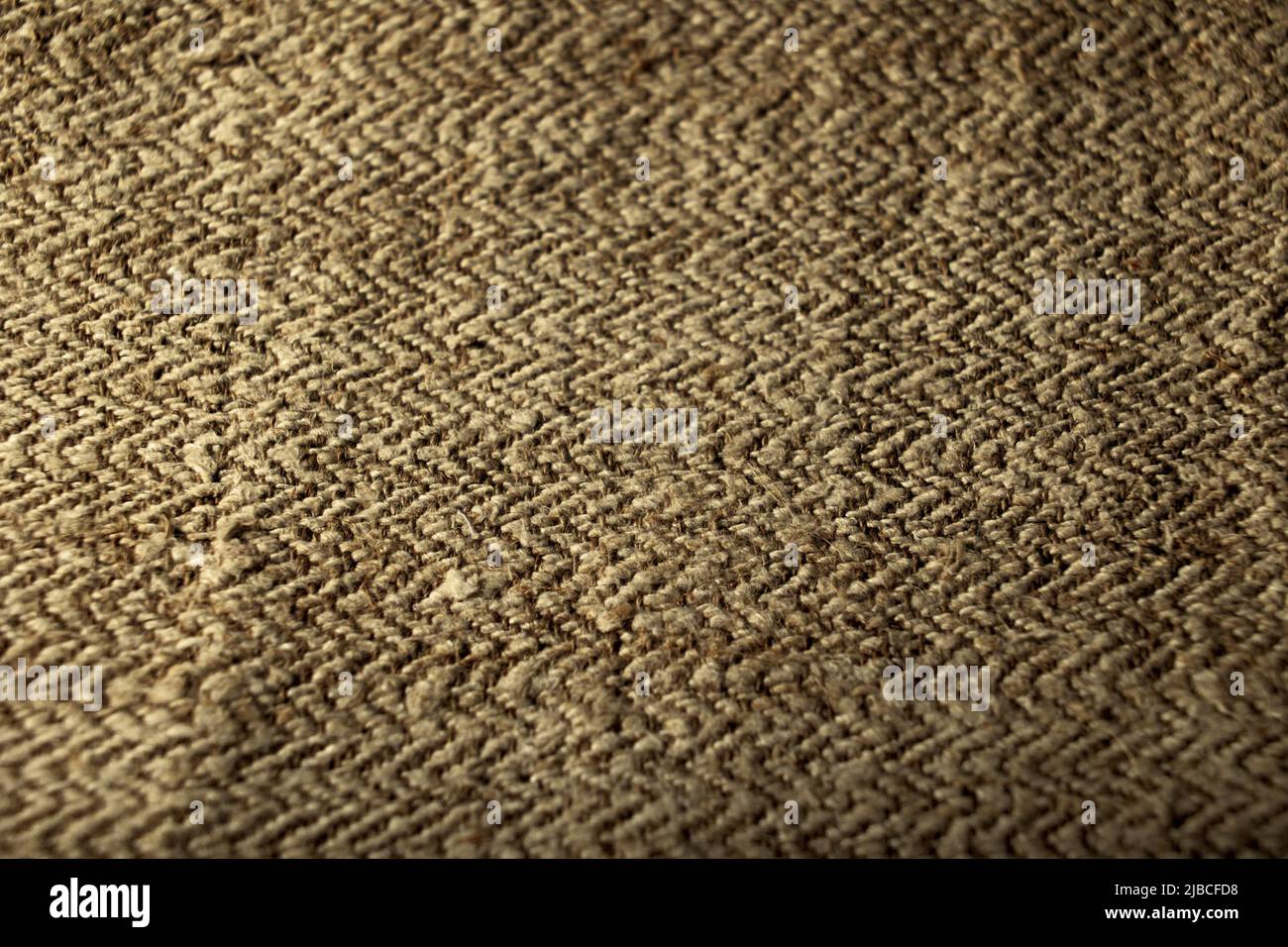 Macro shot of hemp fabric texture.Handmade natural hemp yarn Stock