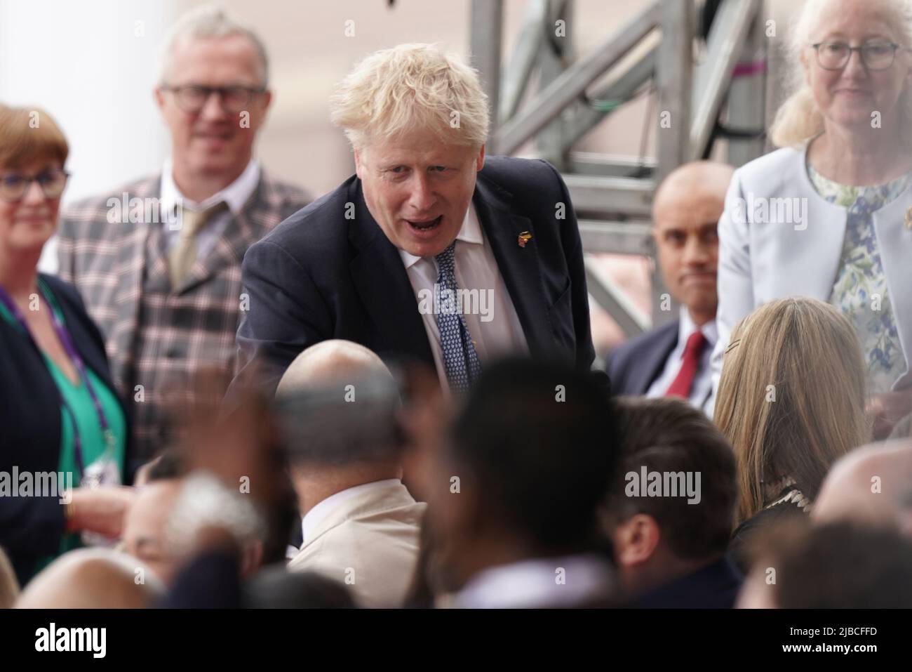 Prime Minister Boris Johnson arrives to watch the Platinum Jubilee