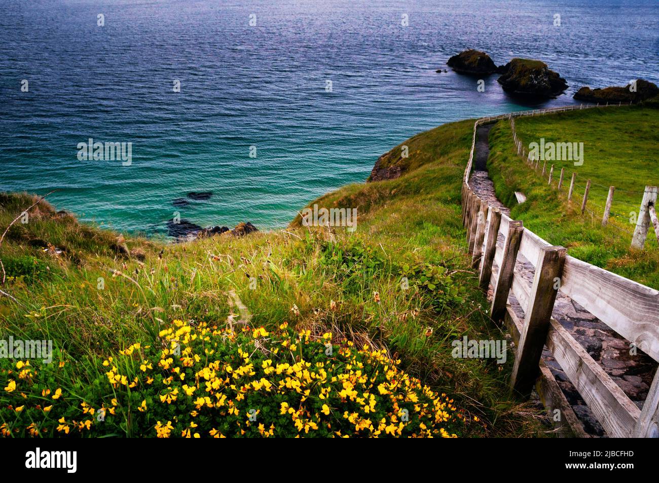Antrim Coast in Northern Ireland. Stock Photo