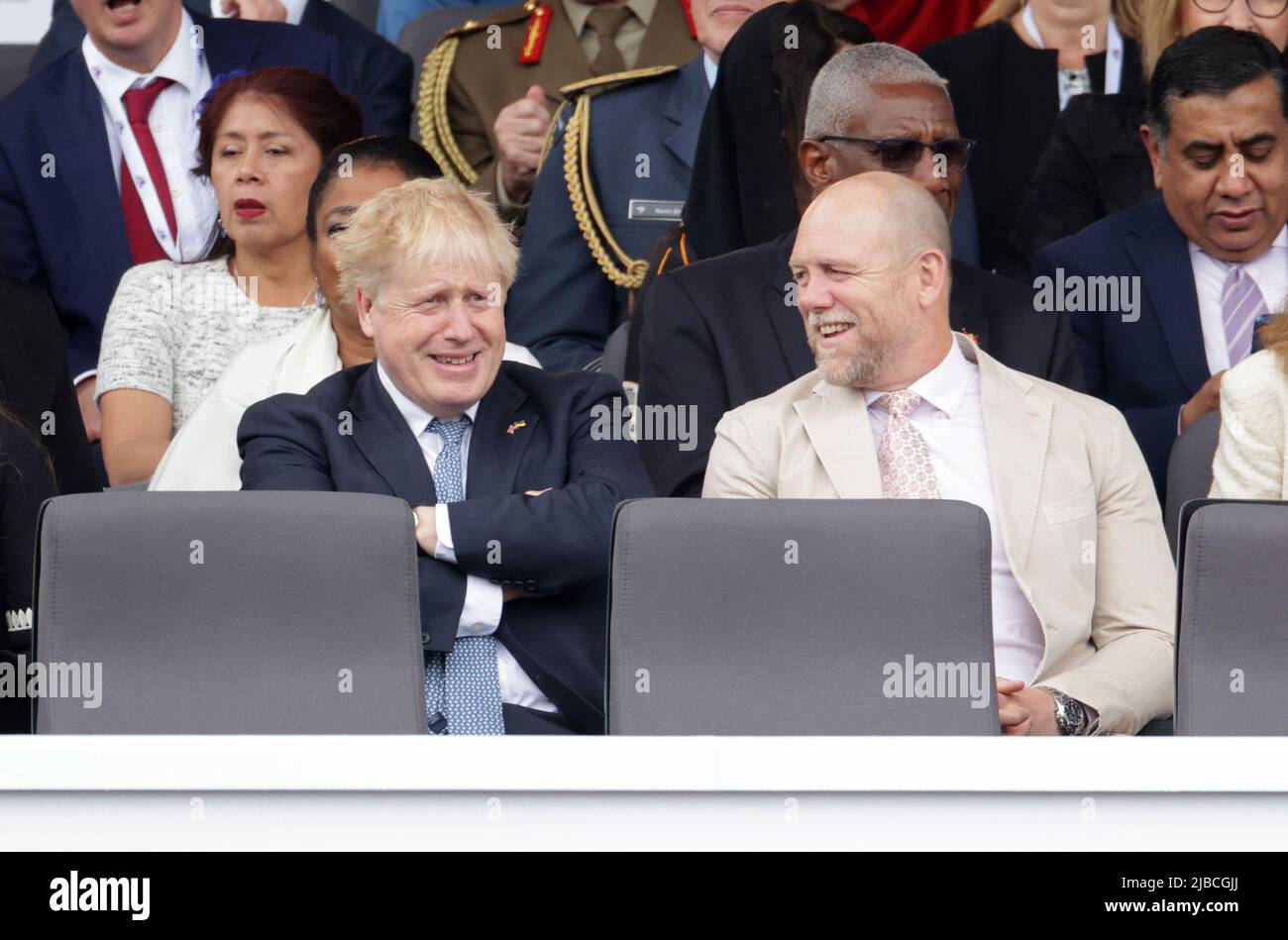 Prime Minister Boris Johnson and Mike Tindall ahead of the Platinum