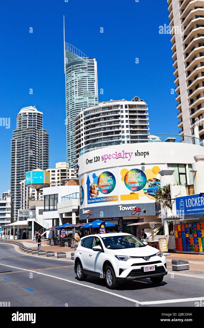 Queensland Australia /   High Rise Apartments dominate the skyline in Surfers Paradise. Stock Photo