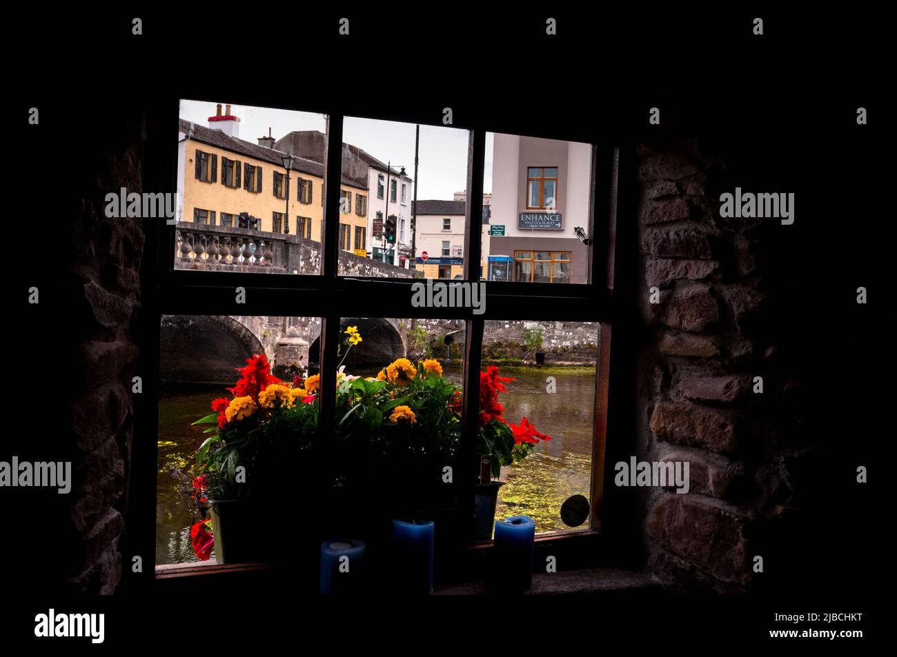 Looking from The Gate House Cafe along the Boyle River through to the