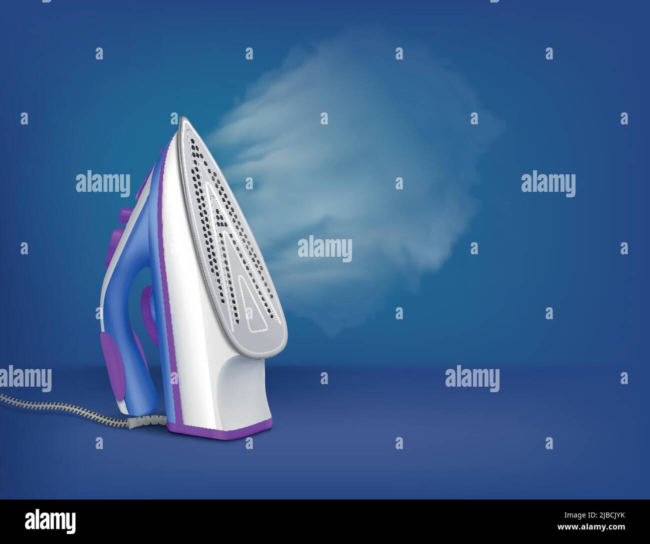 Iron ironing steam realistic composition iron is standing on the table