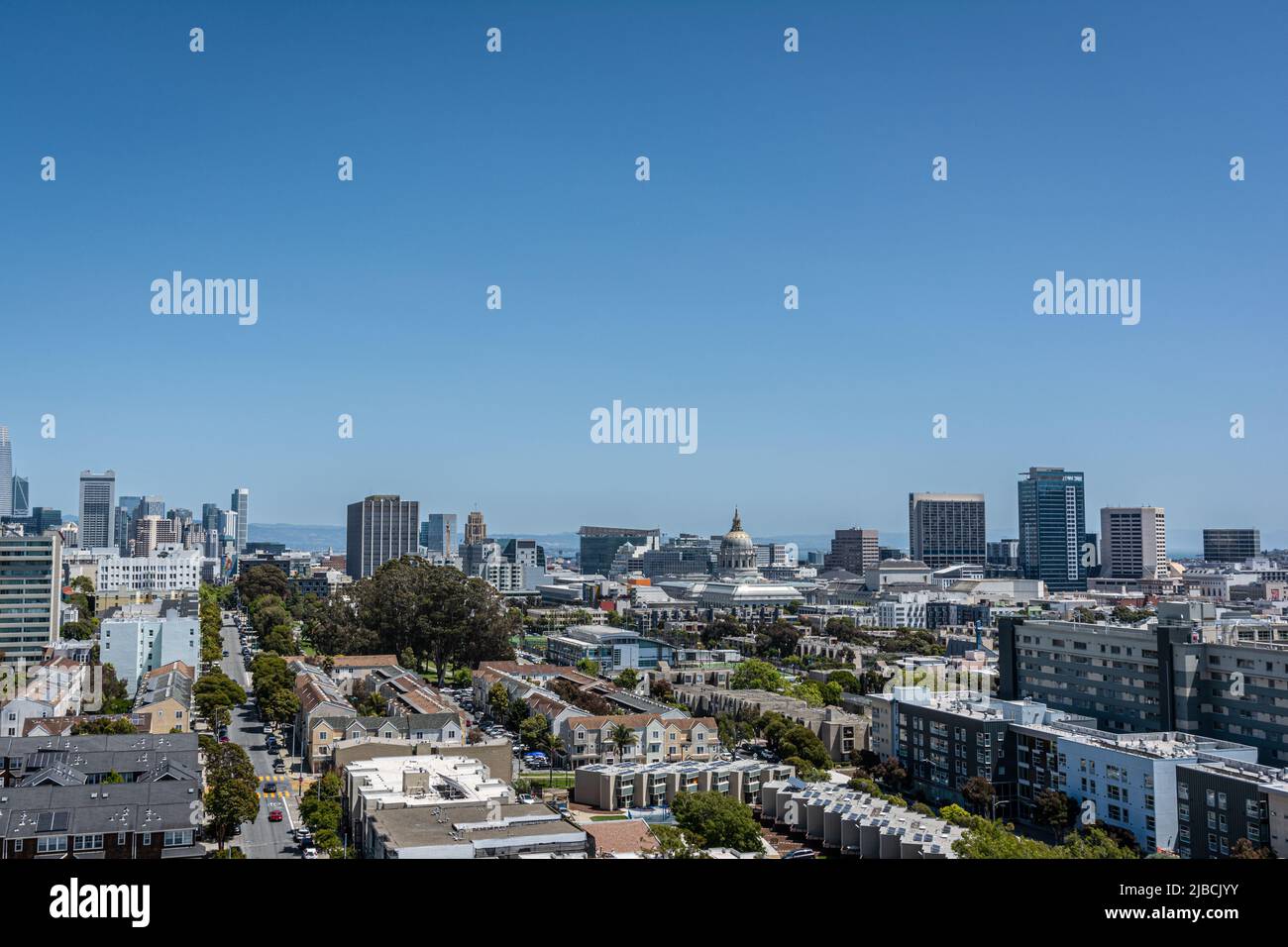 Panoramic view of Civic Center district from above, San Francisco, California Stock Photo
