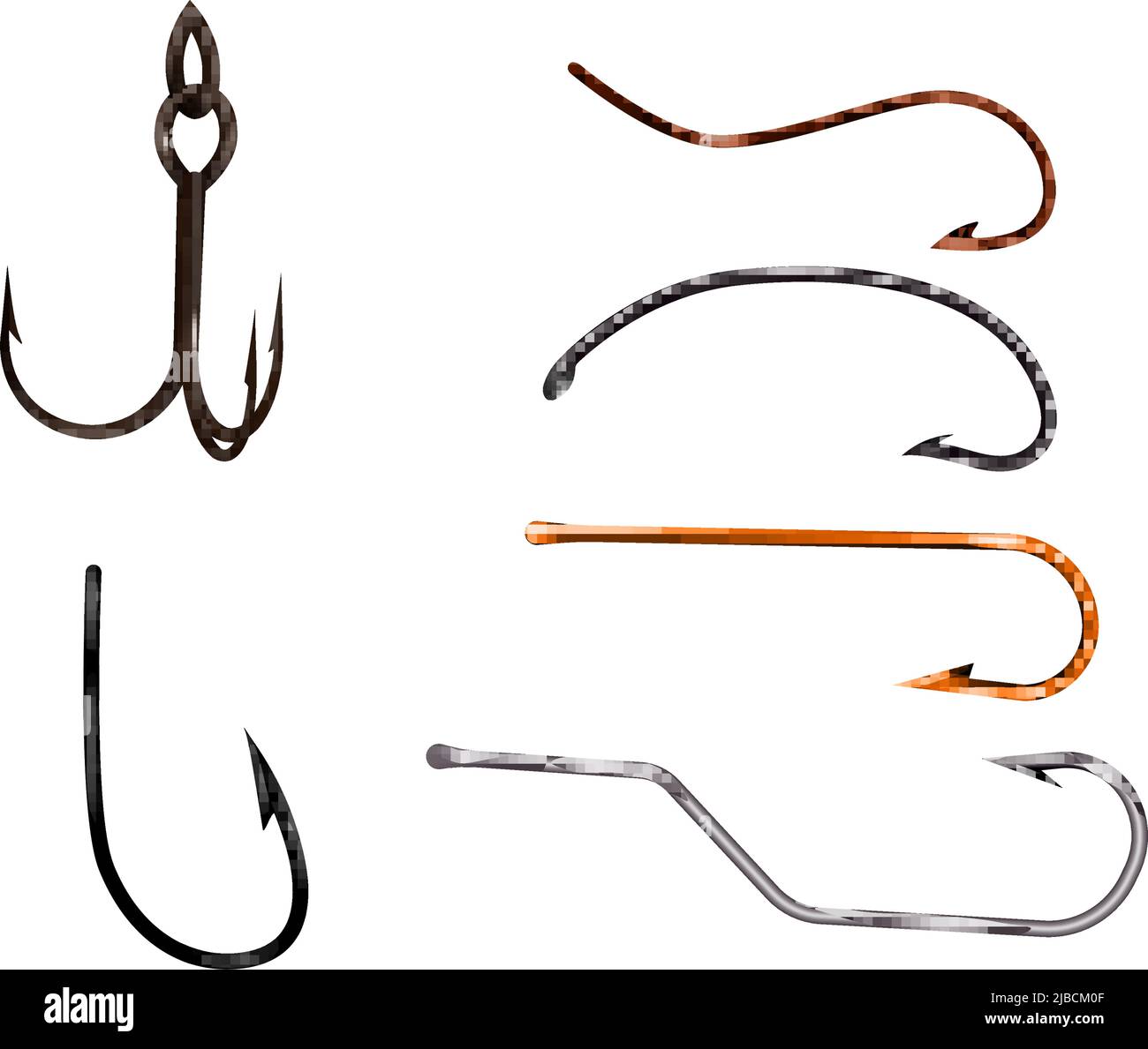 Different kinds of the fishing plastic baits with ink drawing fish on the  white background Stock Photo - Alamy