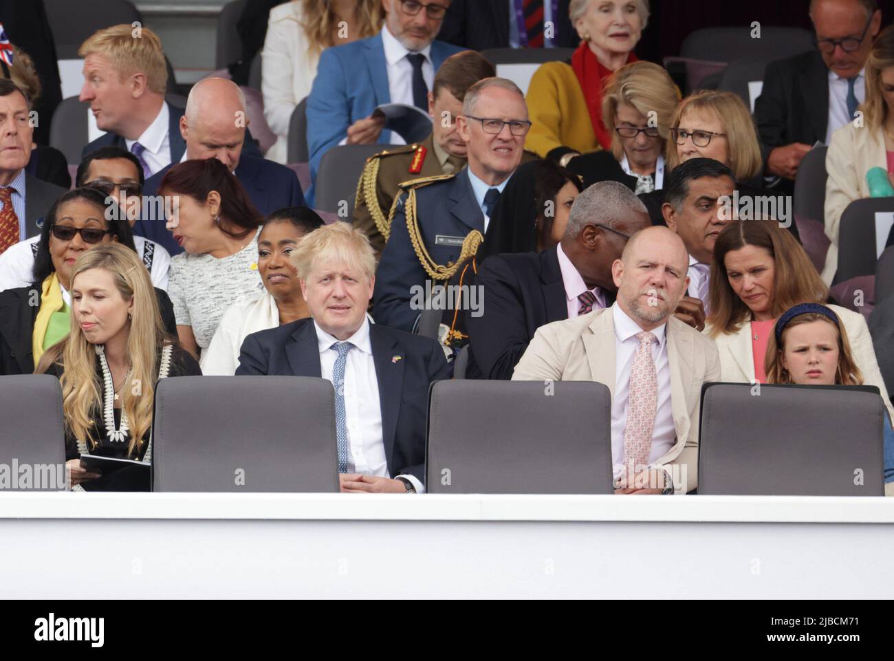(left to right) Carrie Johnson, Prime Minister Boris Johnson , Mike