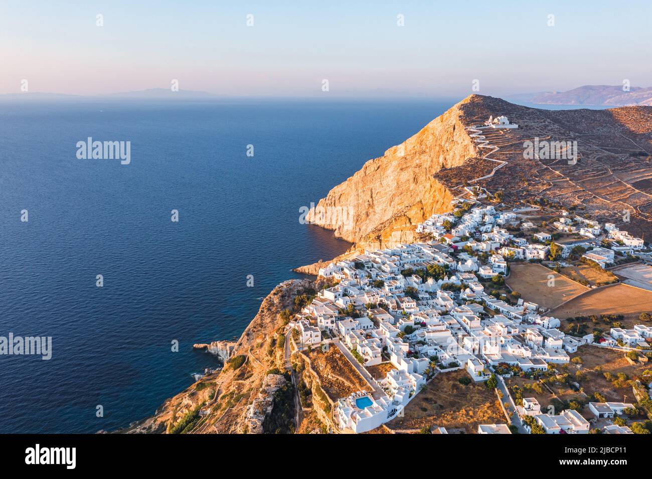 Folegandros Island, Cyclades, Greece. Aerial view Stock Photo