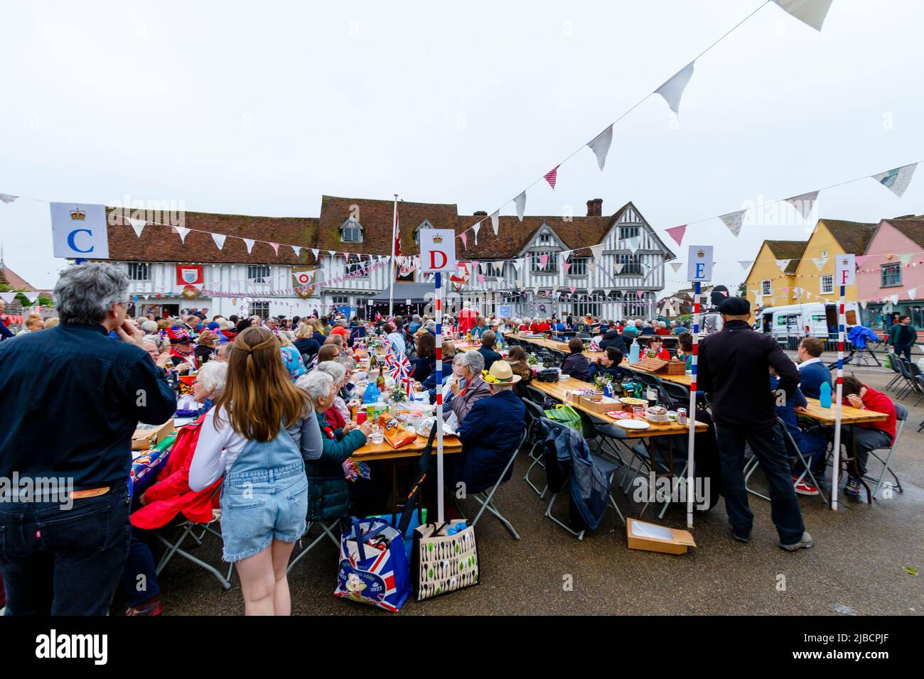 Lavenham, UK. 5 June, 2022. Lavenham's Big Jubilee Lunch which was held