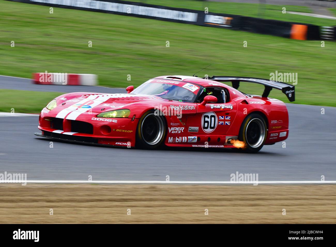 Exhaust flames, Wayne Harris, Dodge Viper GT3, Masters Endurance legends, Sports cars that raced from 1995 to 2017 in a variety of series such as; WEC Stock Photo