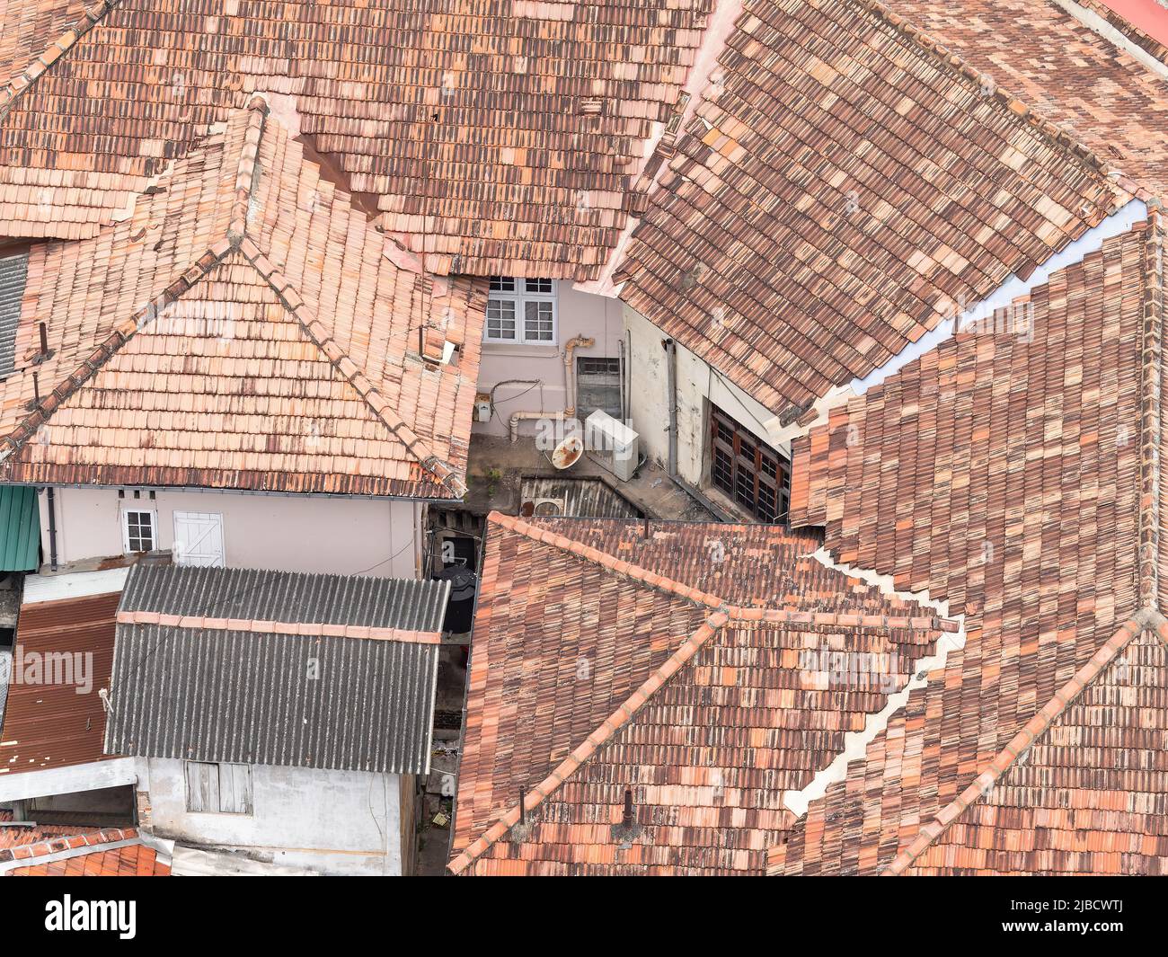Aerial view of tiled rooftops in Colombo, the capital city of Sri Lanka Stock Photo