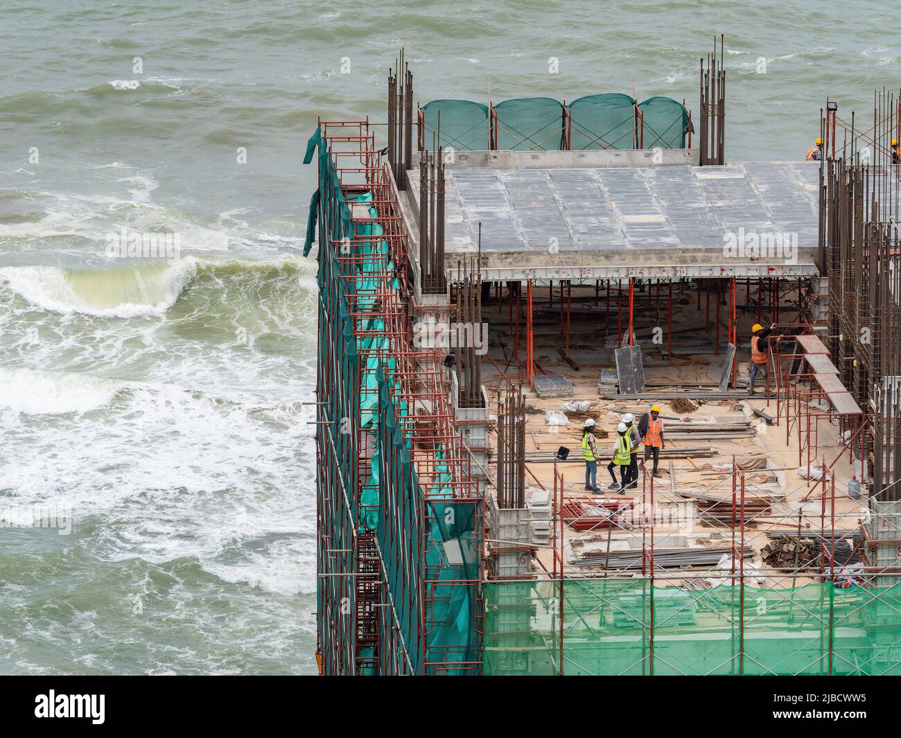 Construction of highrise building near the sea in Colombo, the capital