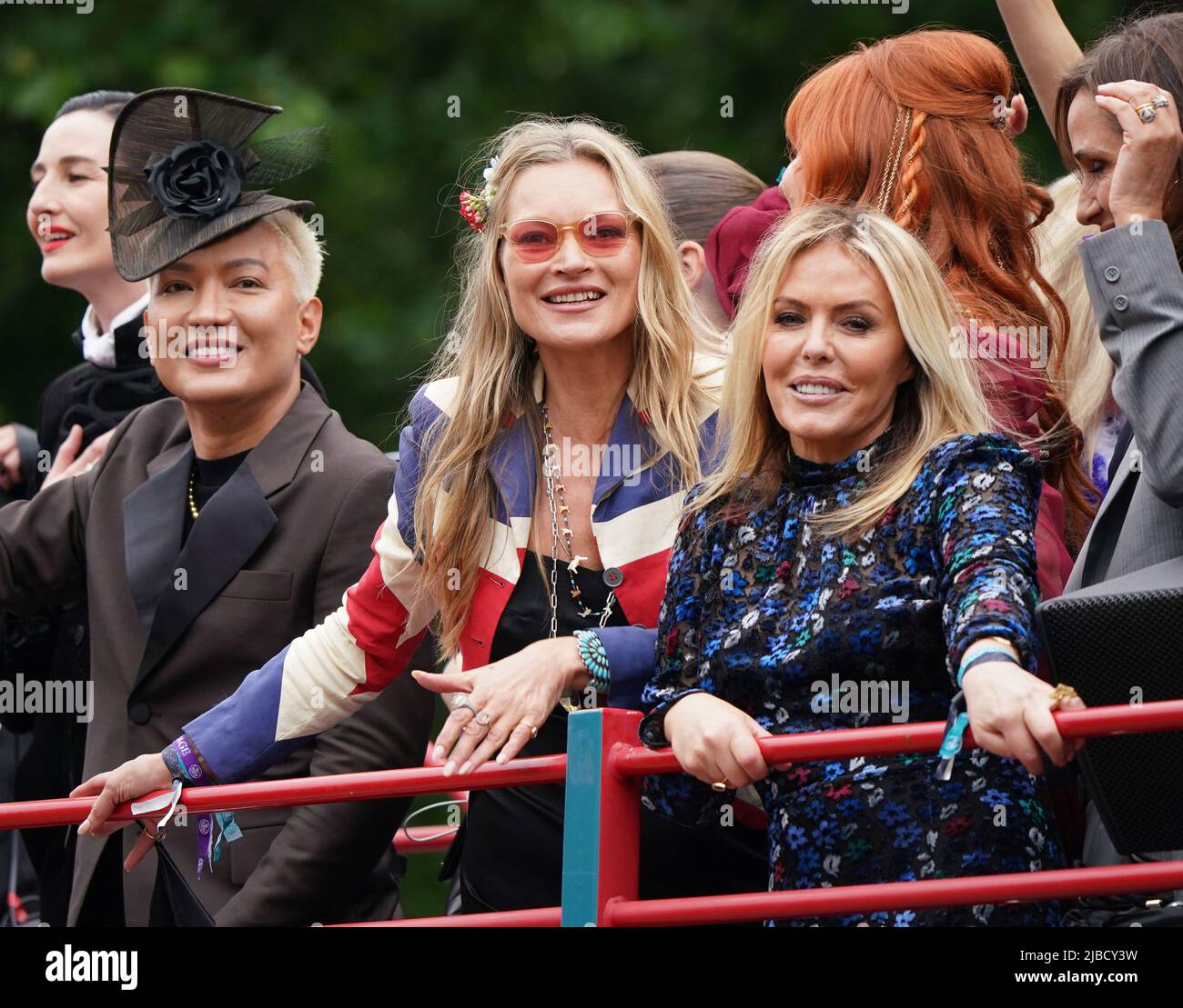 Kate Moss (left) and Patsy Kensit takes part in the Platinum Jubilee
