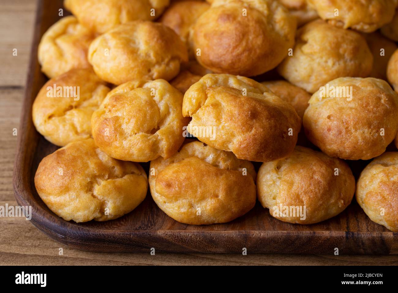Freshly baked cheddar cheese puff rolls Stock Photo
