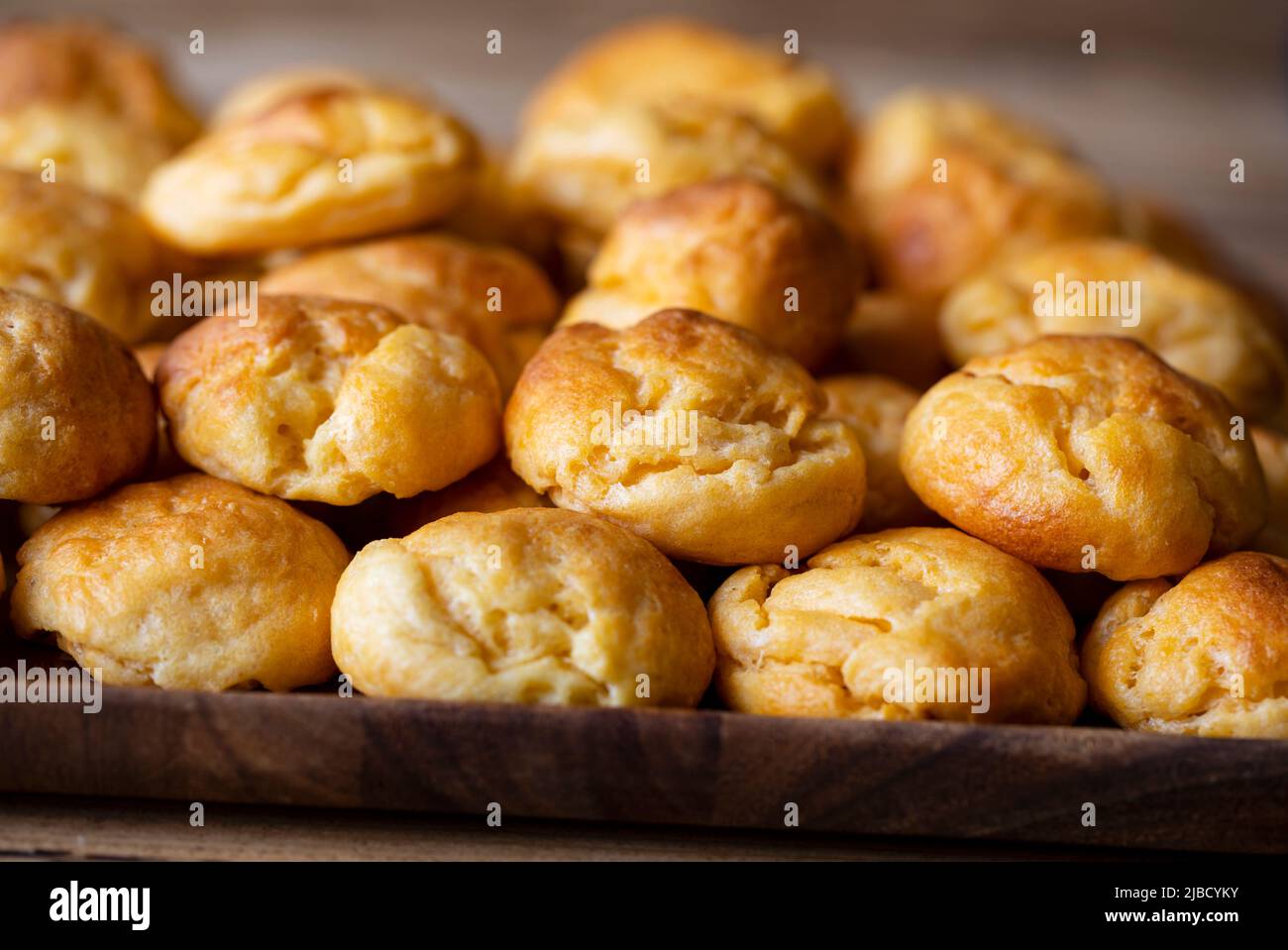 Freshly baked cheddar cheese puff rolls Stock Photo