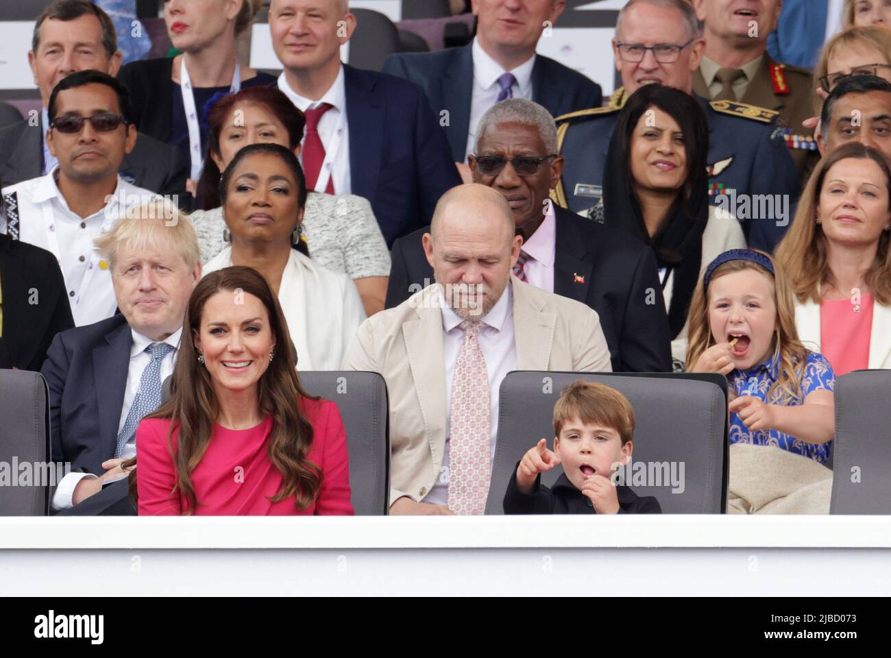 The Duchess of Cambridge, Prince Louis (second row) Prime Minister ...