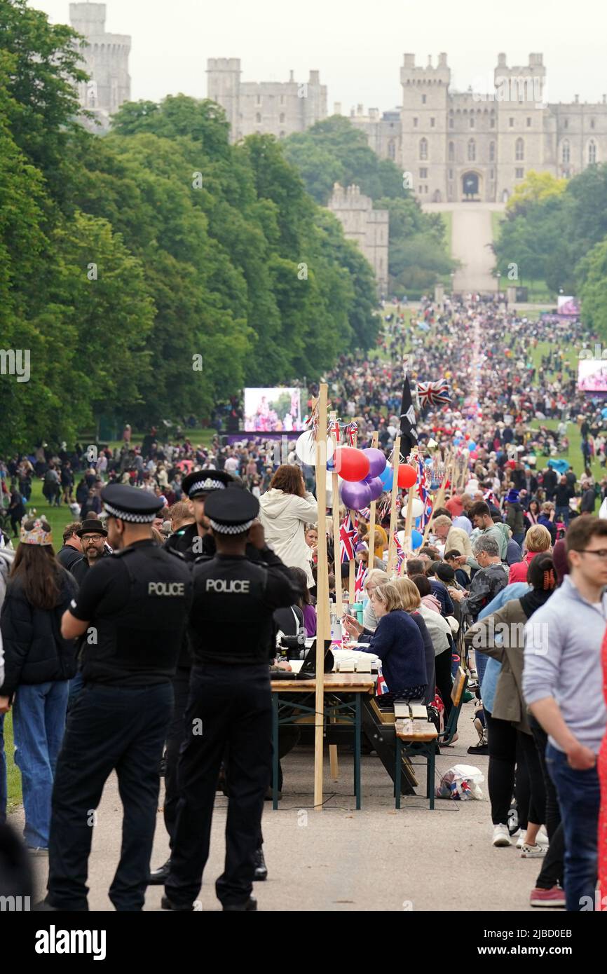 Members of the local community participate in the Big Jubilee Lunch at 'The Long Table' on The