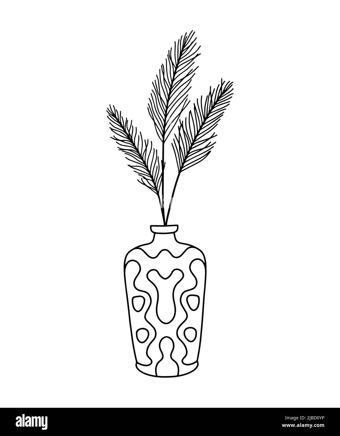 Flowerpot vector hand drawn line art. Houseplants. Flowers in pots