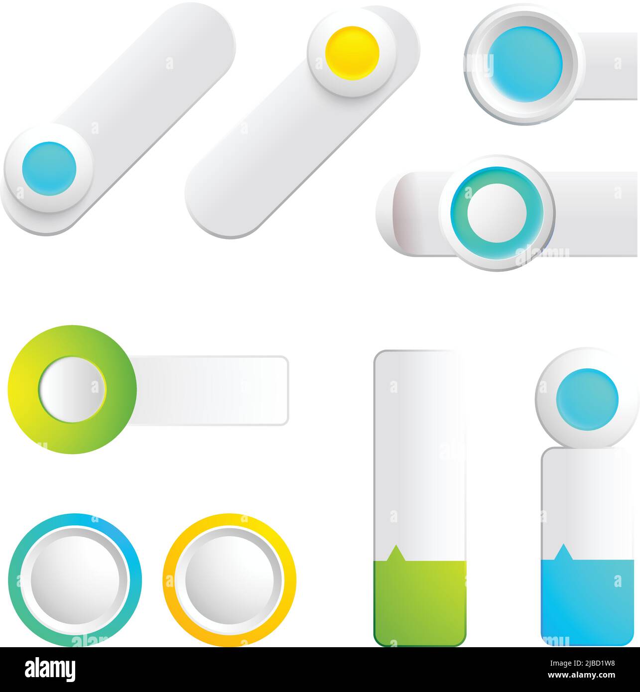 Colorful toggles and buttons collection of different shapes and colors ...