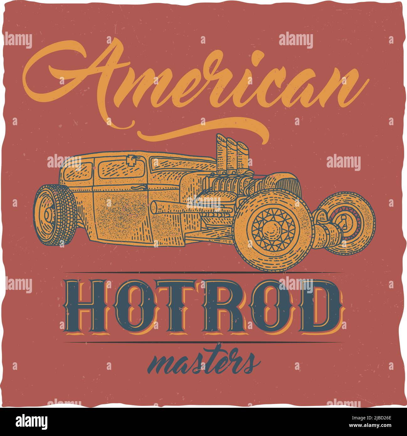 Vintage hot rod t-shirt label design with illustration of custom speed ...