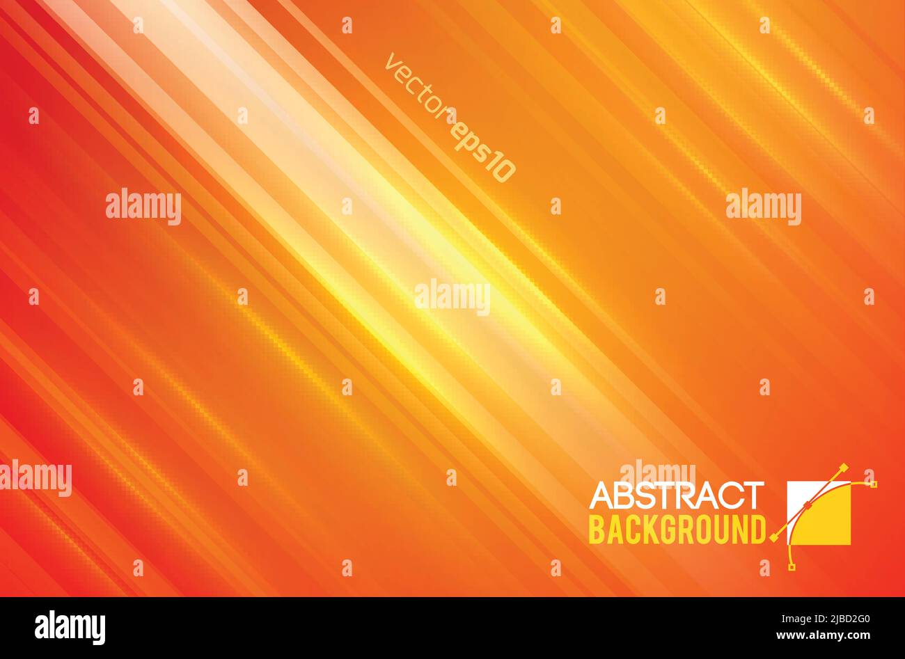 Abstract bright template with straight diagonal lines and light sparkling effects on orange background vector illustration Stock Vector