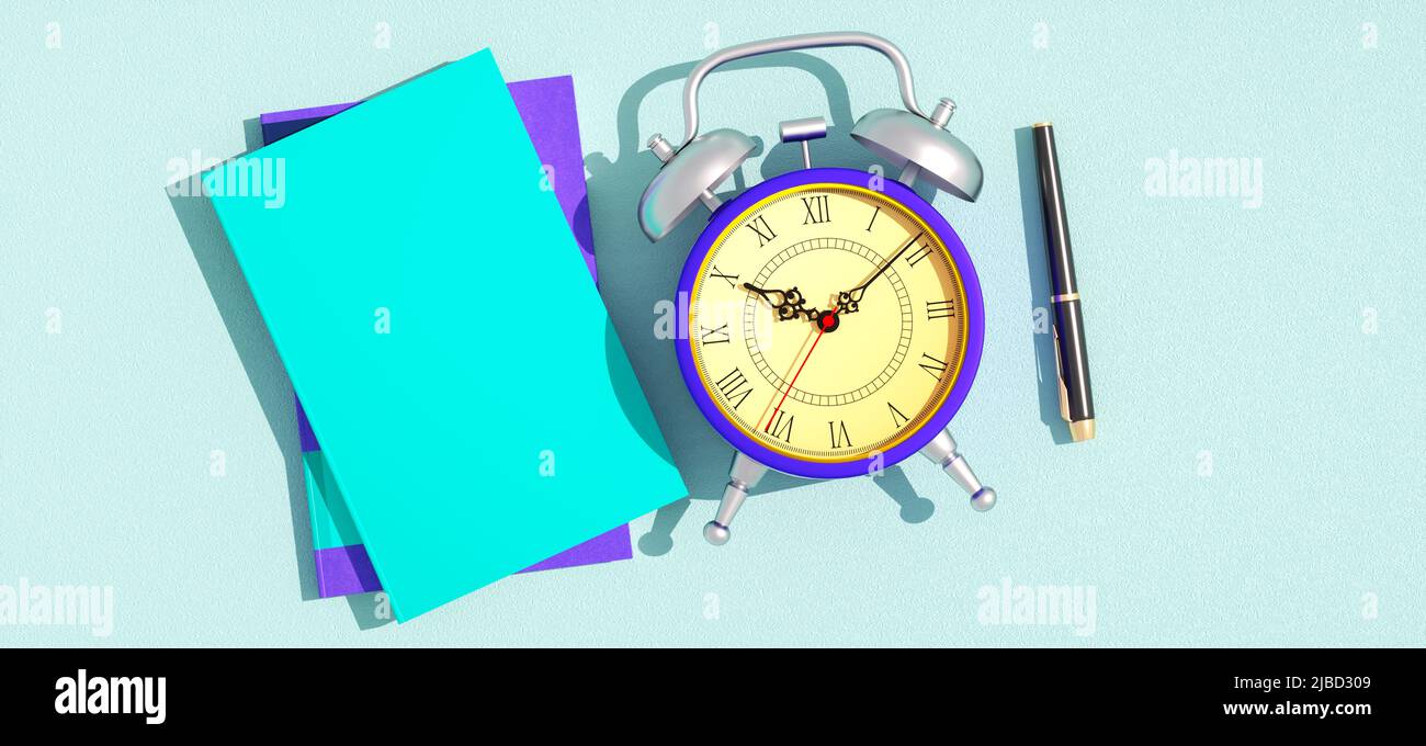 Notepad,clock and time management concept Stock Photo Alamy