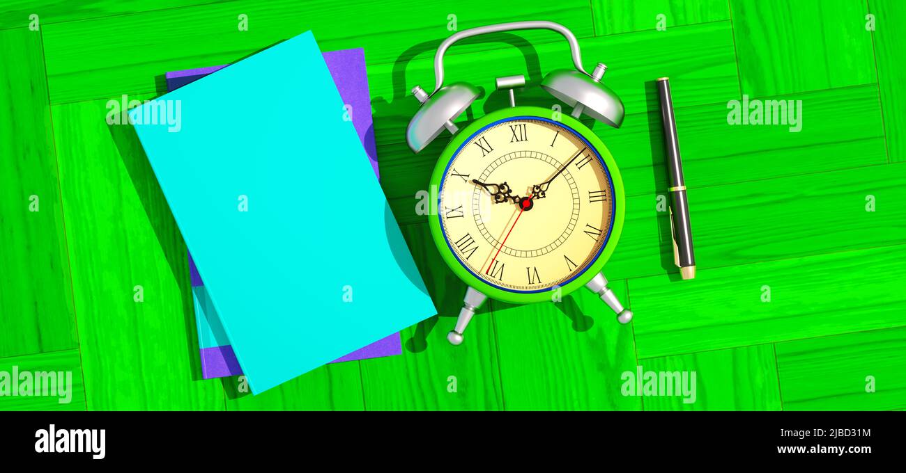 Notepad,clock and time management concept Stock Photo Alamy
