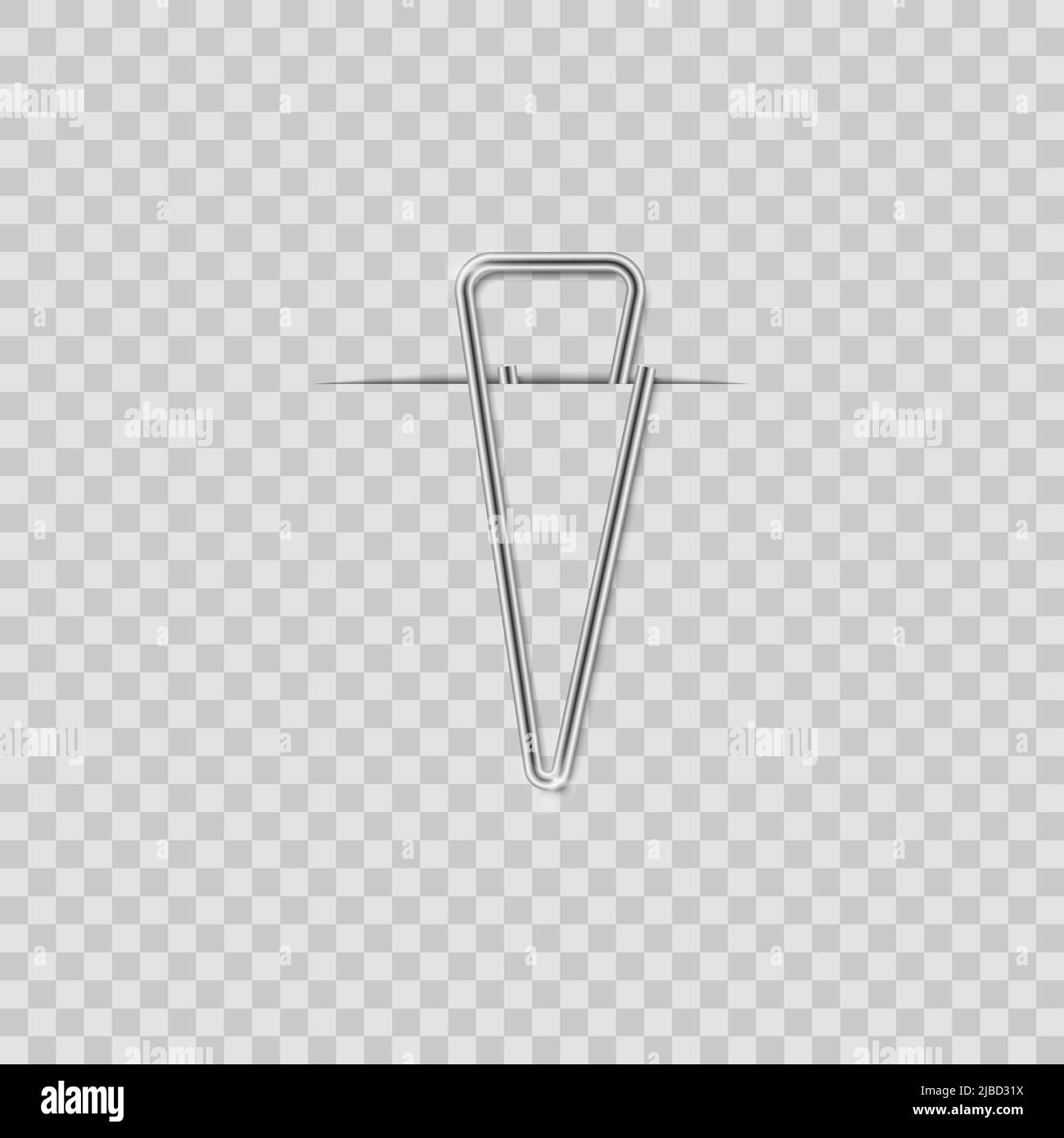 Clip set. Realistic paperclip attach. Office metal binder with shadow Stock Vector