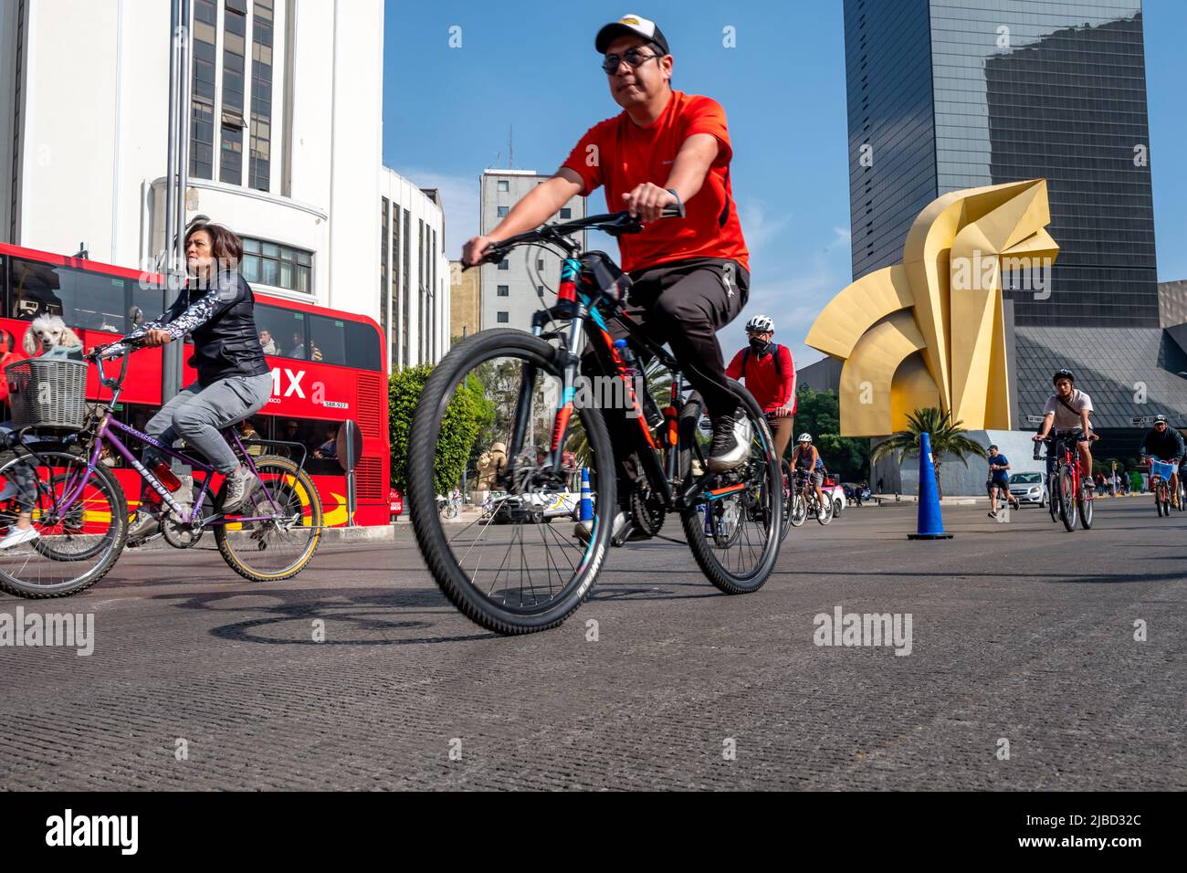 Mexico City, January 20th 2019: The weekly Sunday bike ride on Paseo de ...