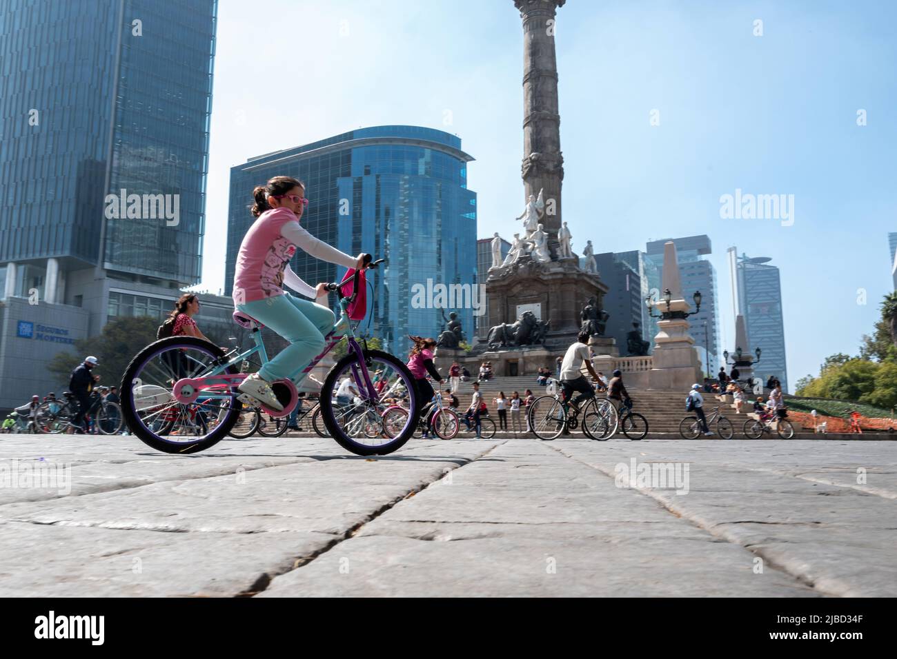 Mexico City, January 20th 2019: The weekly Sunday bike ride on Paseo de ...