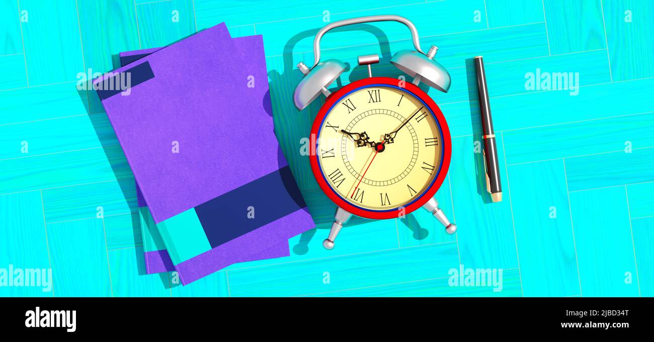Notepad,clock and time management concept Stock Photo Alamy