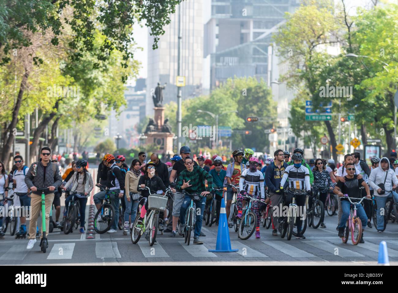 Mexico City, January 20th 2019: The weekly Sunday bike ride on Paseo de ...