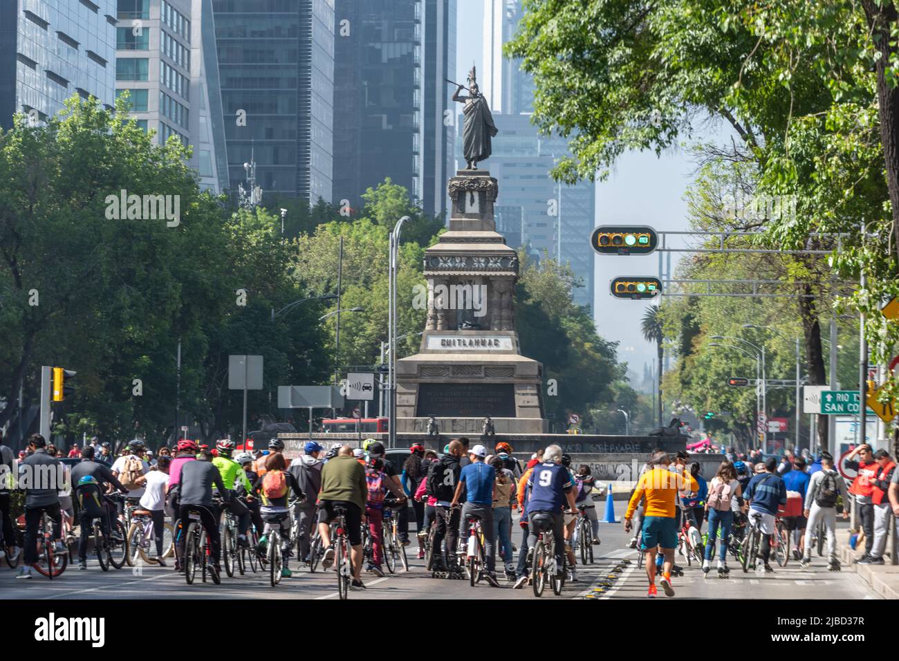 Mexico City, January 20th 2019: The weekly Sunday bike ride on Paseo de ...