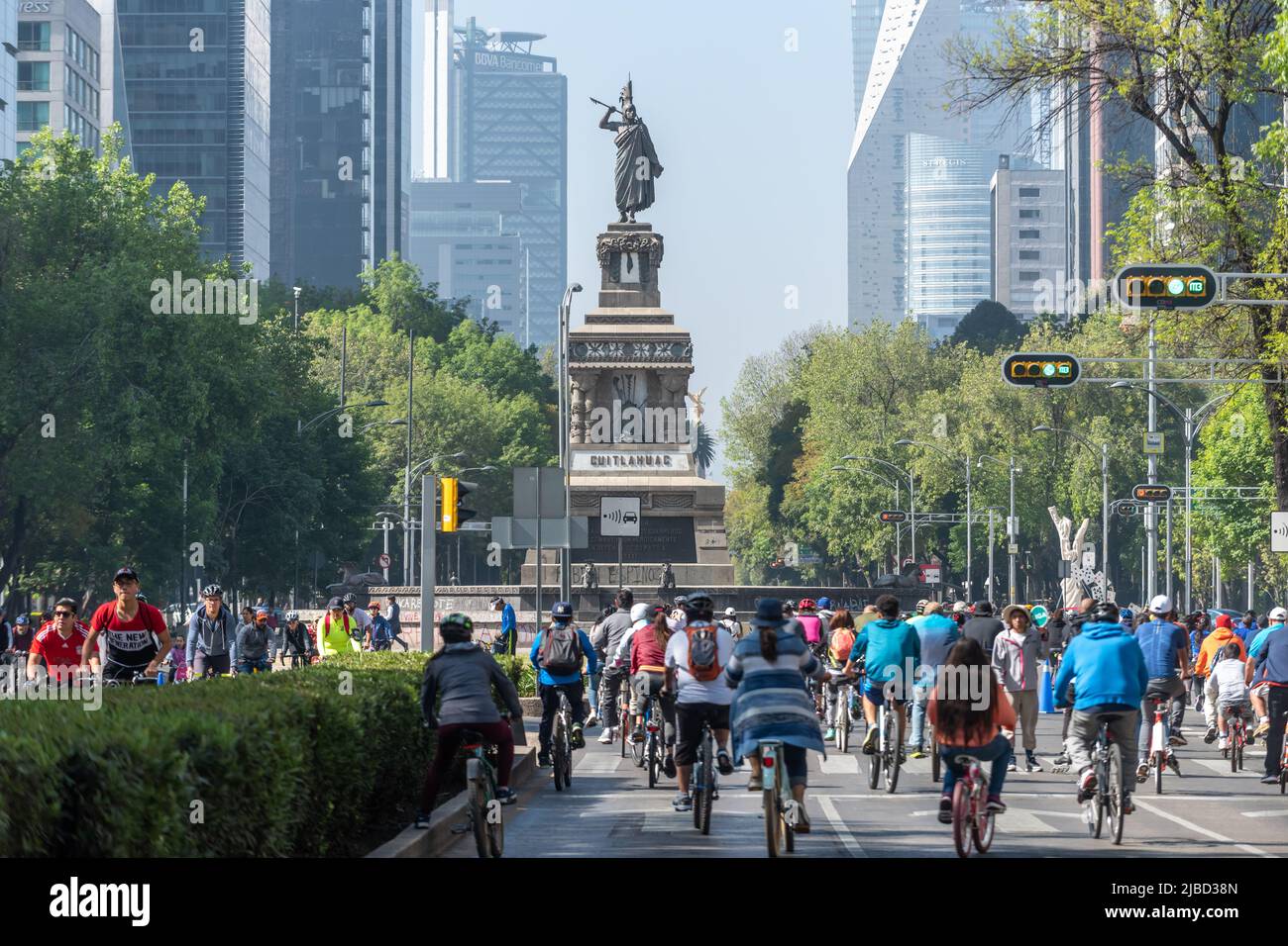 Mexico City, January 20th 2019: The weekly Sunday bike ride on Paseo de ...
