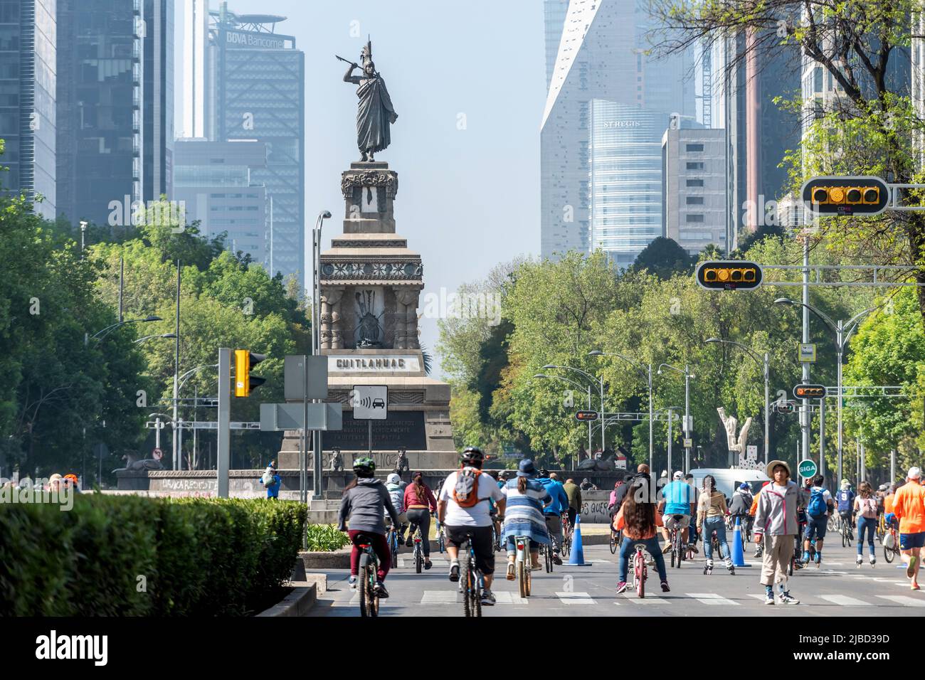 Mexico City, January 20th 2019 The weekly Sunday bike ride on Paseo de