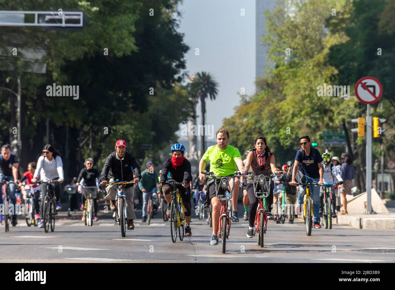 Mexico City, January 20th 2019: The weekly Sunday bike ride on Paseo de ...