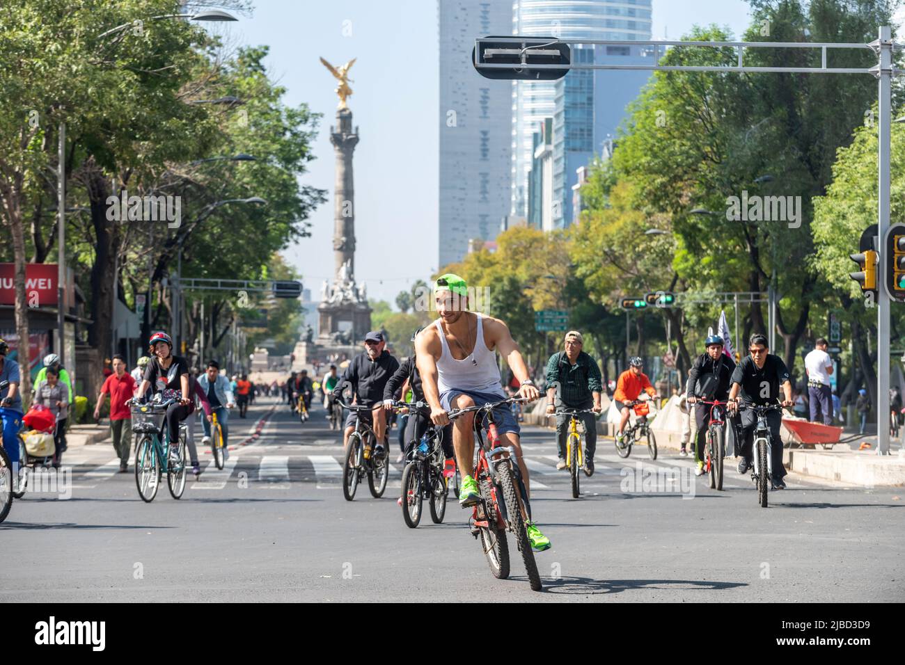 Mexico City, January 20th 2019: The weekly Sunday bike ride on Paseo de ...
