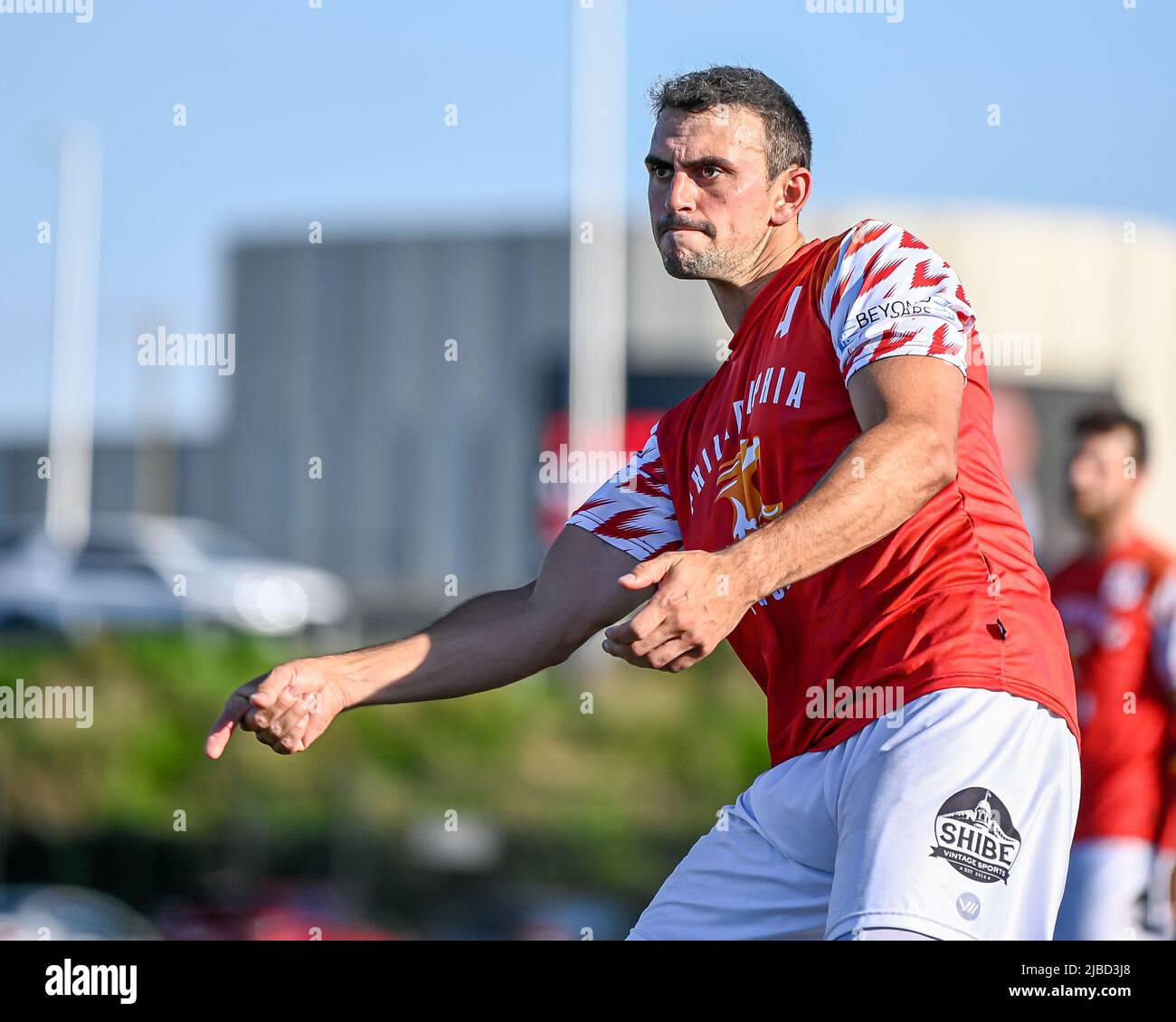 Ultimate frisbee competition match - AUDL professional players throw ...