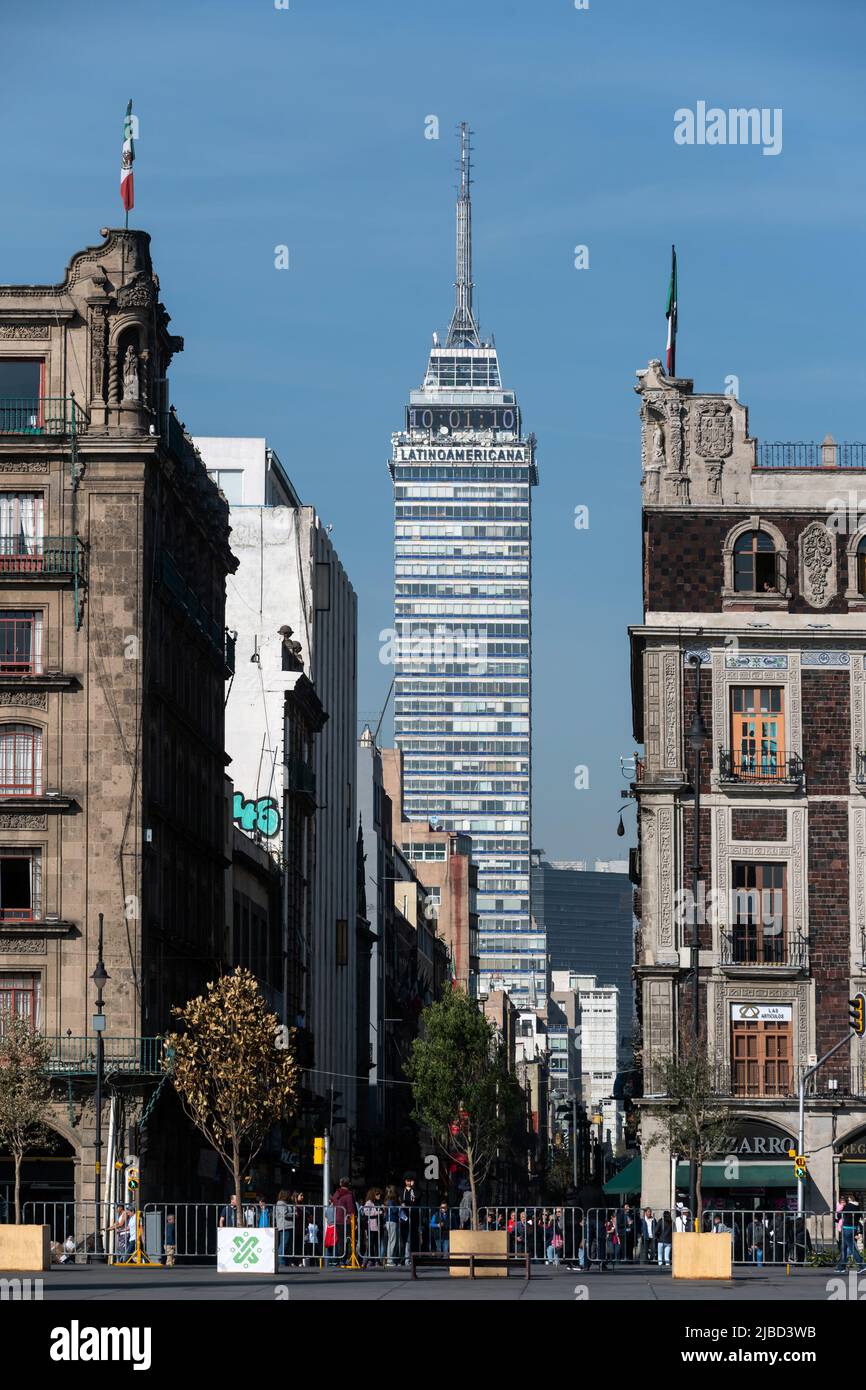 Mexico City, January 18th 2019: The Torre Latinoamericana, in downtown Mexico City, the country's first-ever skyscraper which opened in 1956 Stock Photo