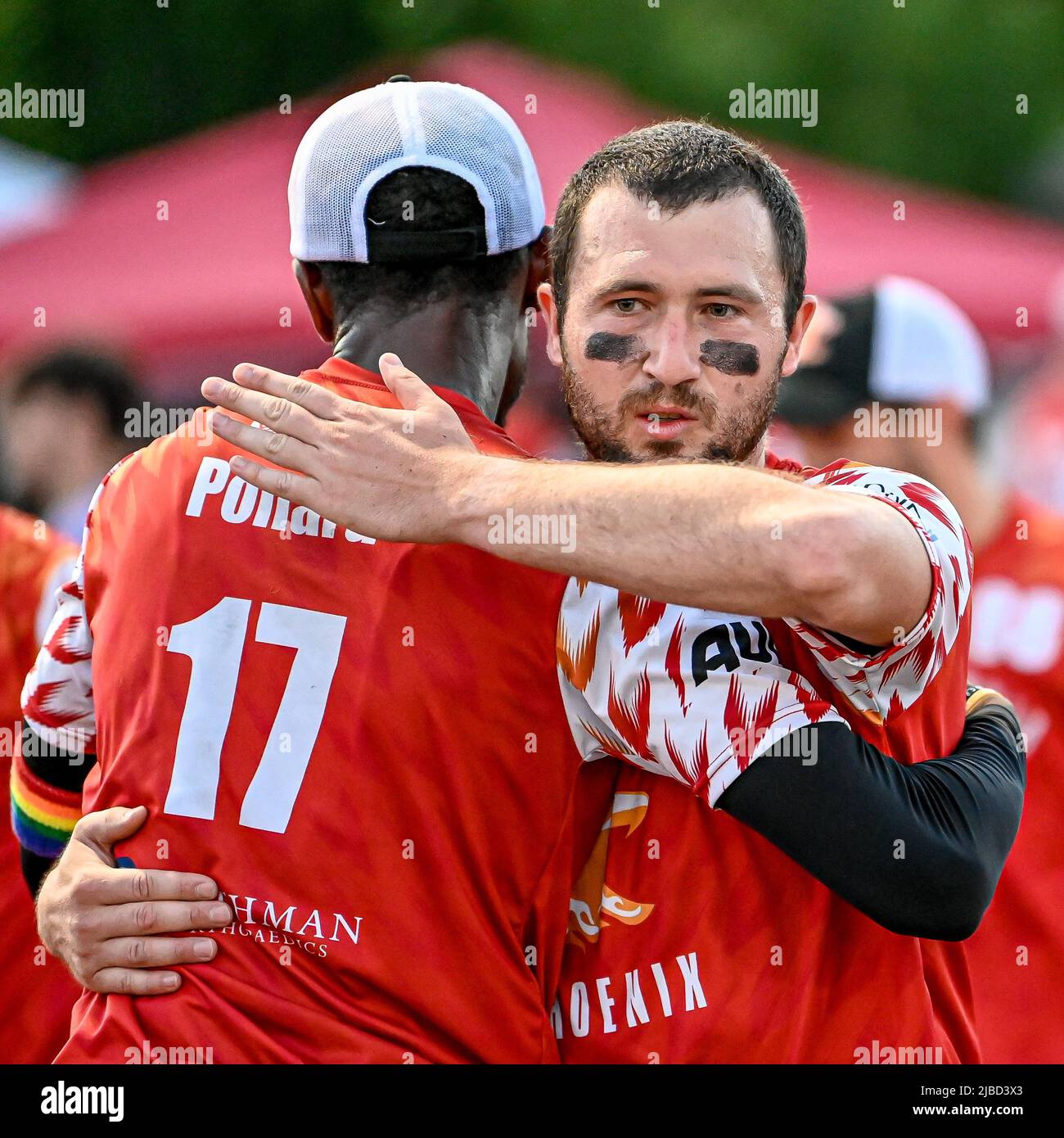 Ultimate frisbee competition match AUDL professional frisbee players