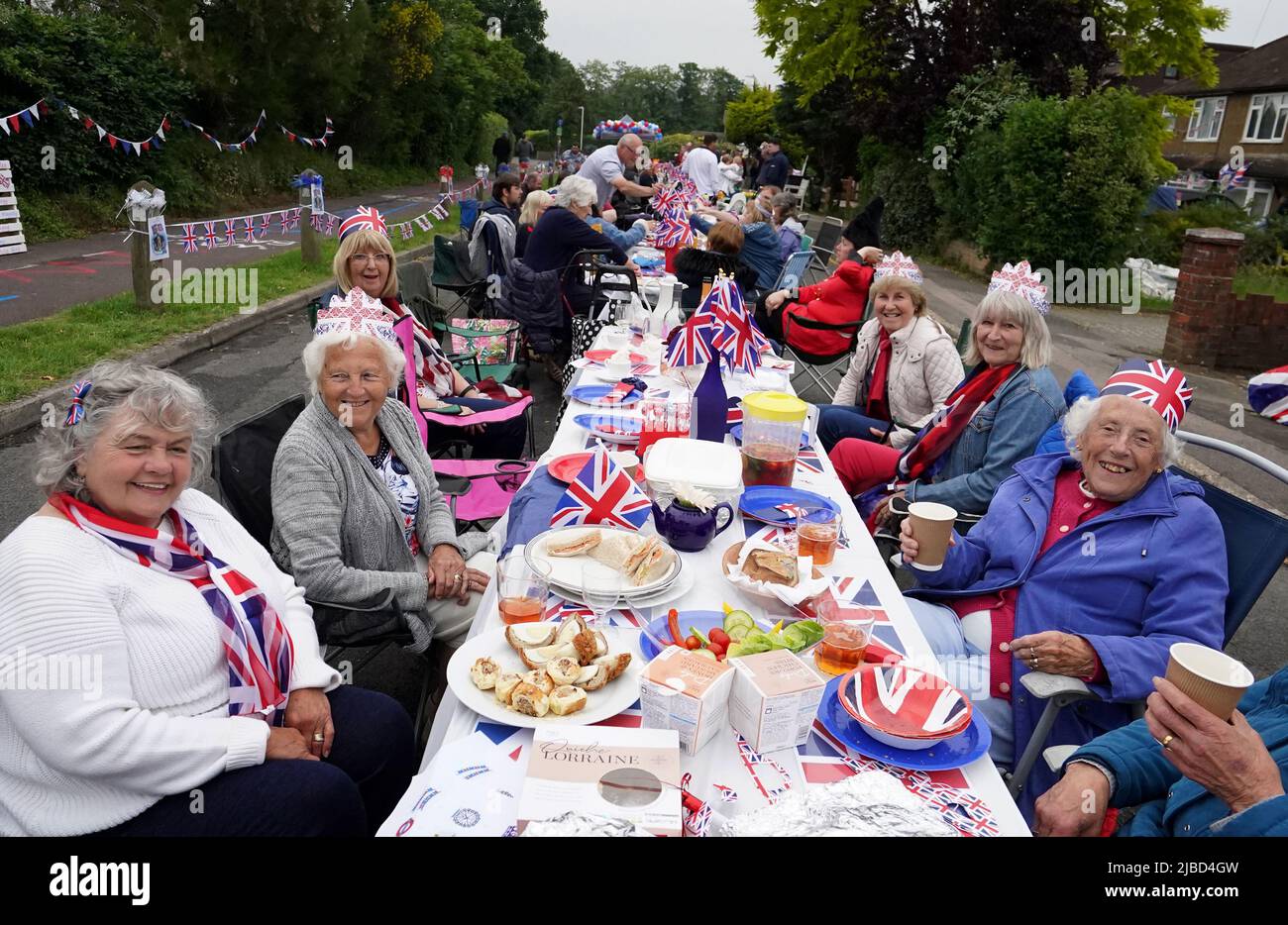 Residents of Teapot Lane in Aylesford, Kent, enjoy a street party on