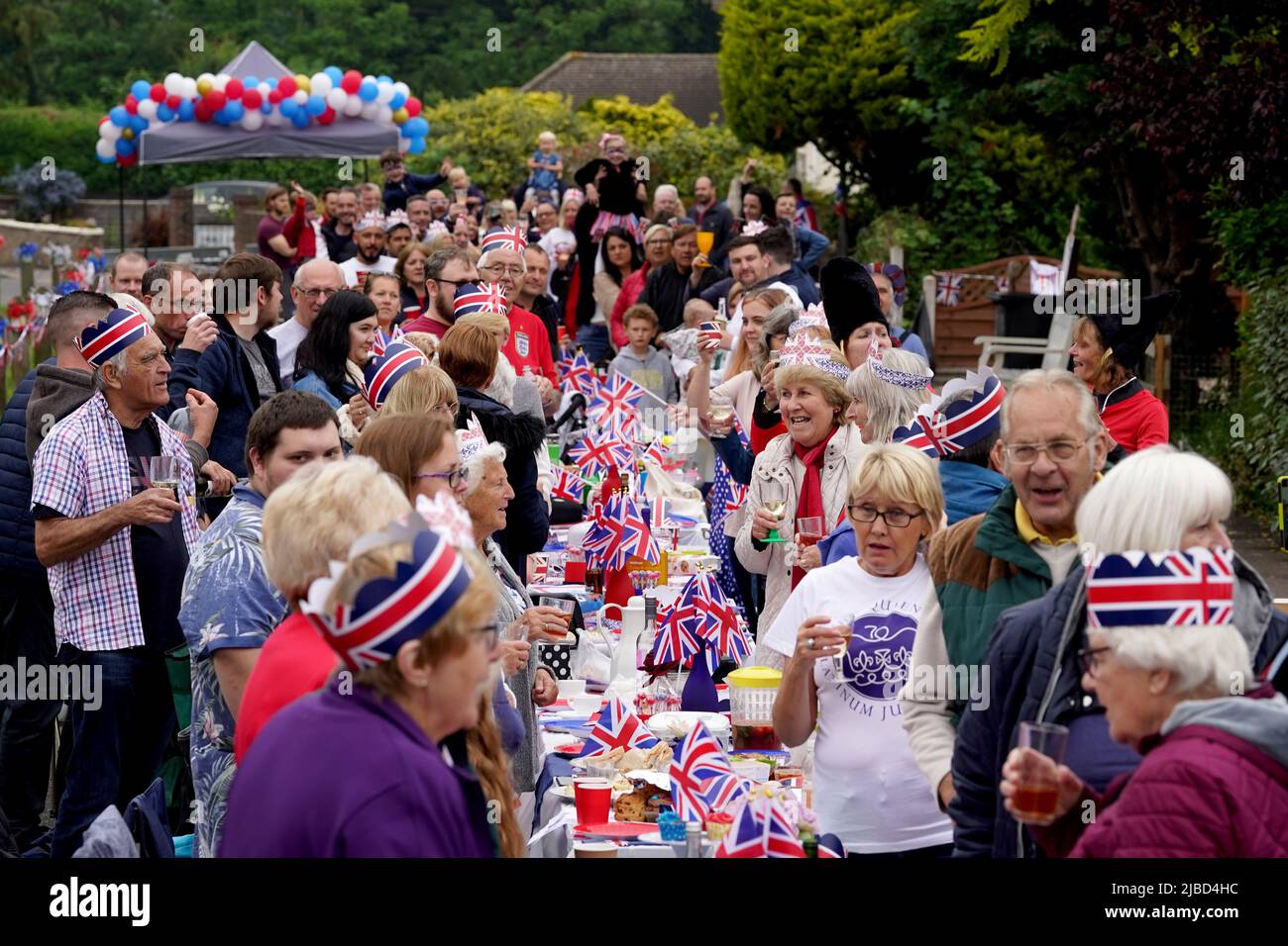 Residents of Teapot Lane in Aylesford, Kent, enjoy a street party on