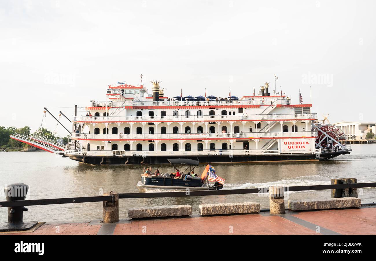 Savannah, USA June 2, 2022 Steam Paddle Boat Queen
