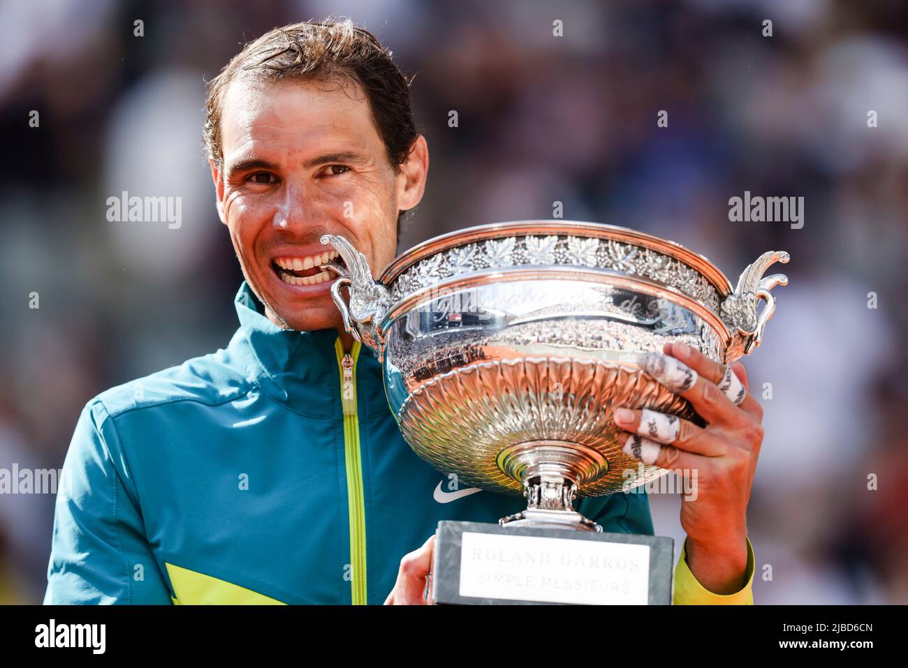 Rafael nadal french open trophy hi-res stock photography and images
