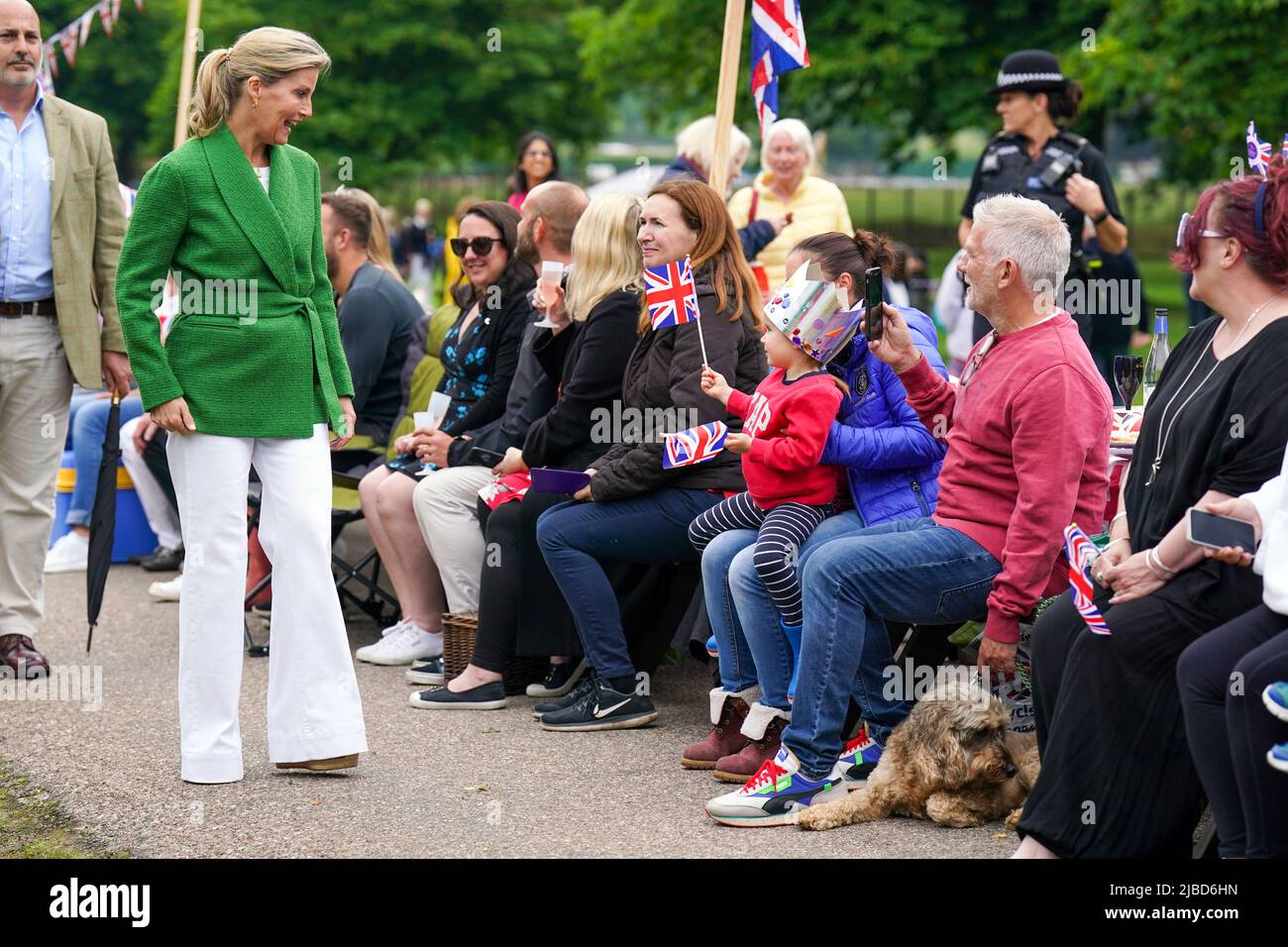 The Countess of Wessex during the Big Jubilee Lunch with members of the local community seated at 'The Long Table' on The Long Walk, Windsor Castle, on day four of the Platinum Jubilee celebrations. Picture date: Sunday June 5, 2022. Stock Photo