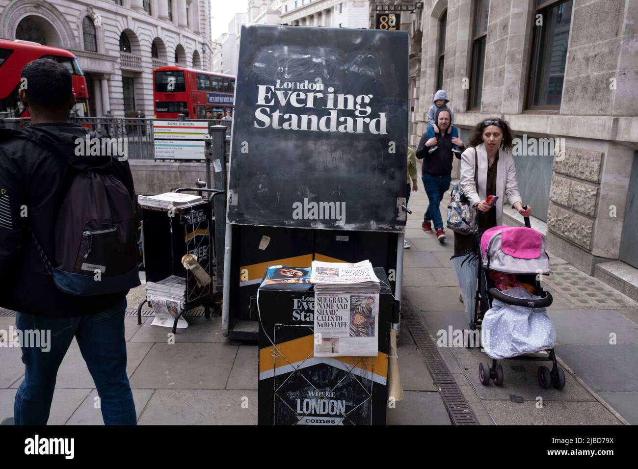 London Evening Standard sales point in the city on 20th May 2022 in London, United Kingdom. Stock Photo