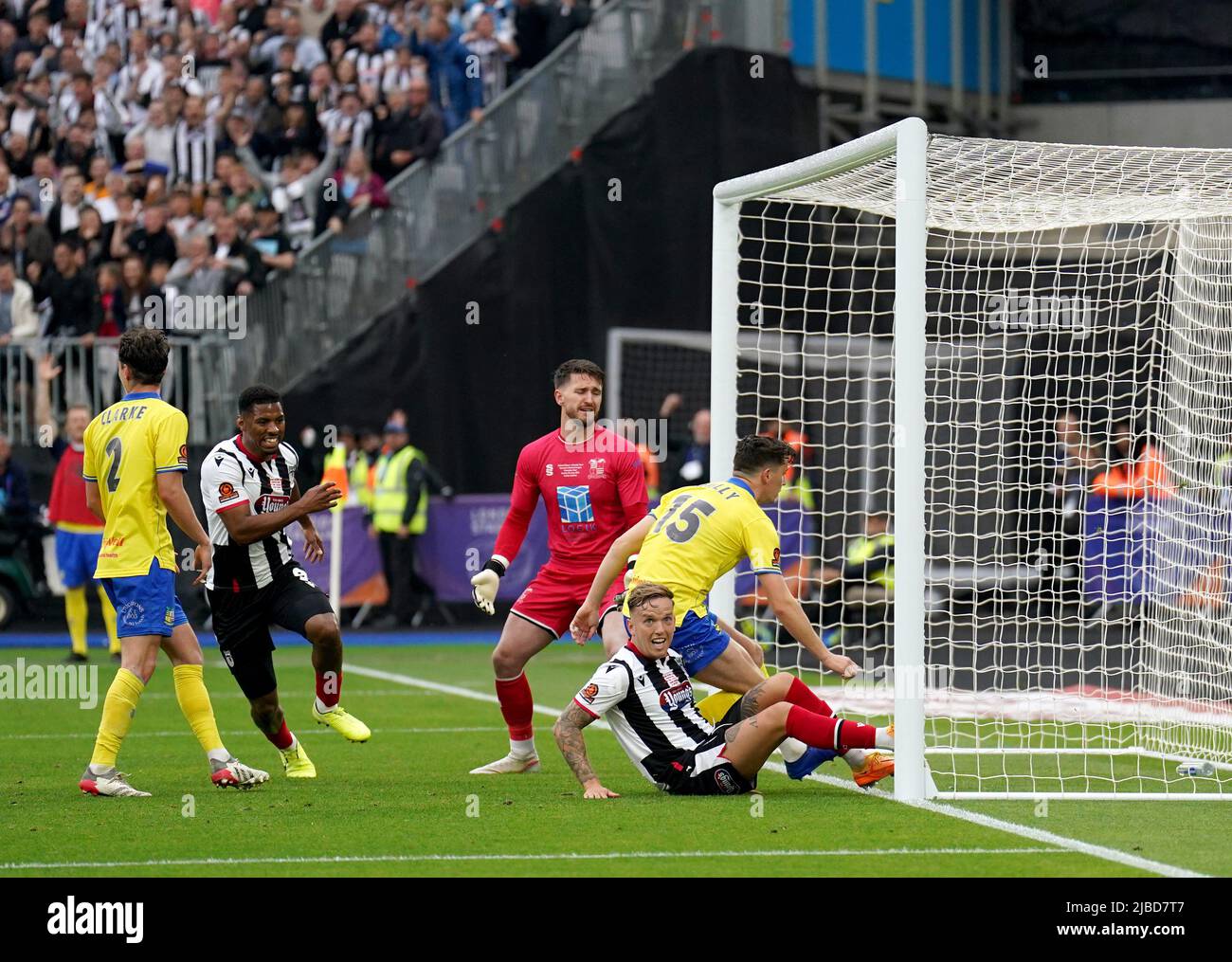 Grimsby Town’s Jordan MaguireDrew celebrates scoring his sides second