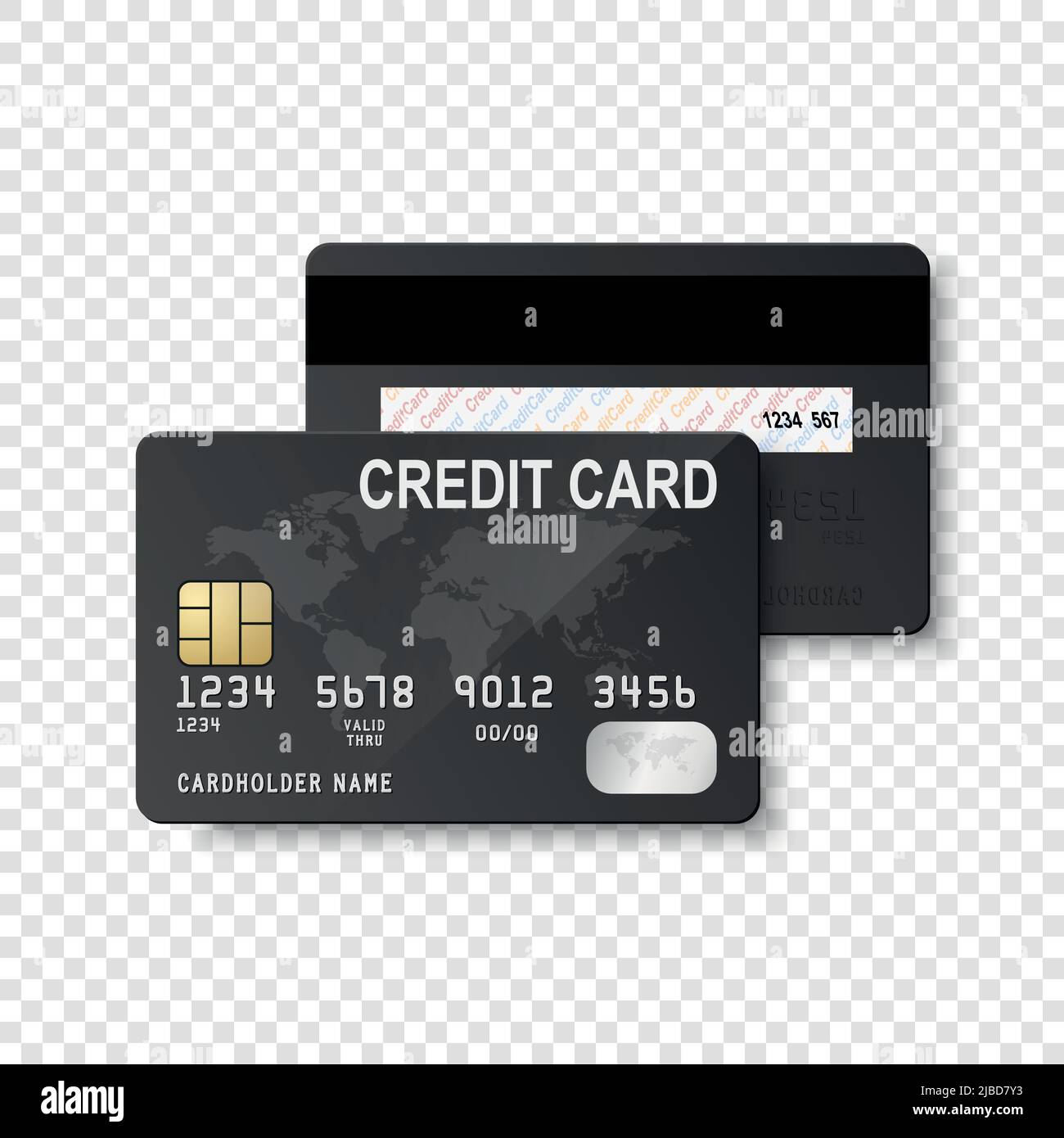 Blank credit card. White realistic atm card for shopping payments with chip  mockup. Banking debit plastic isolated vector design template Stock Vector