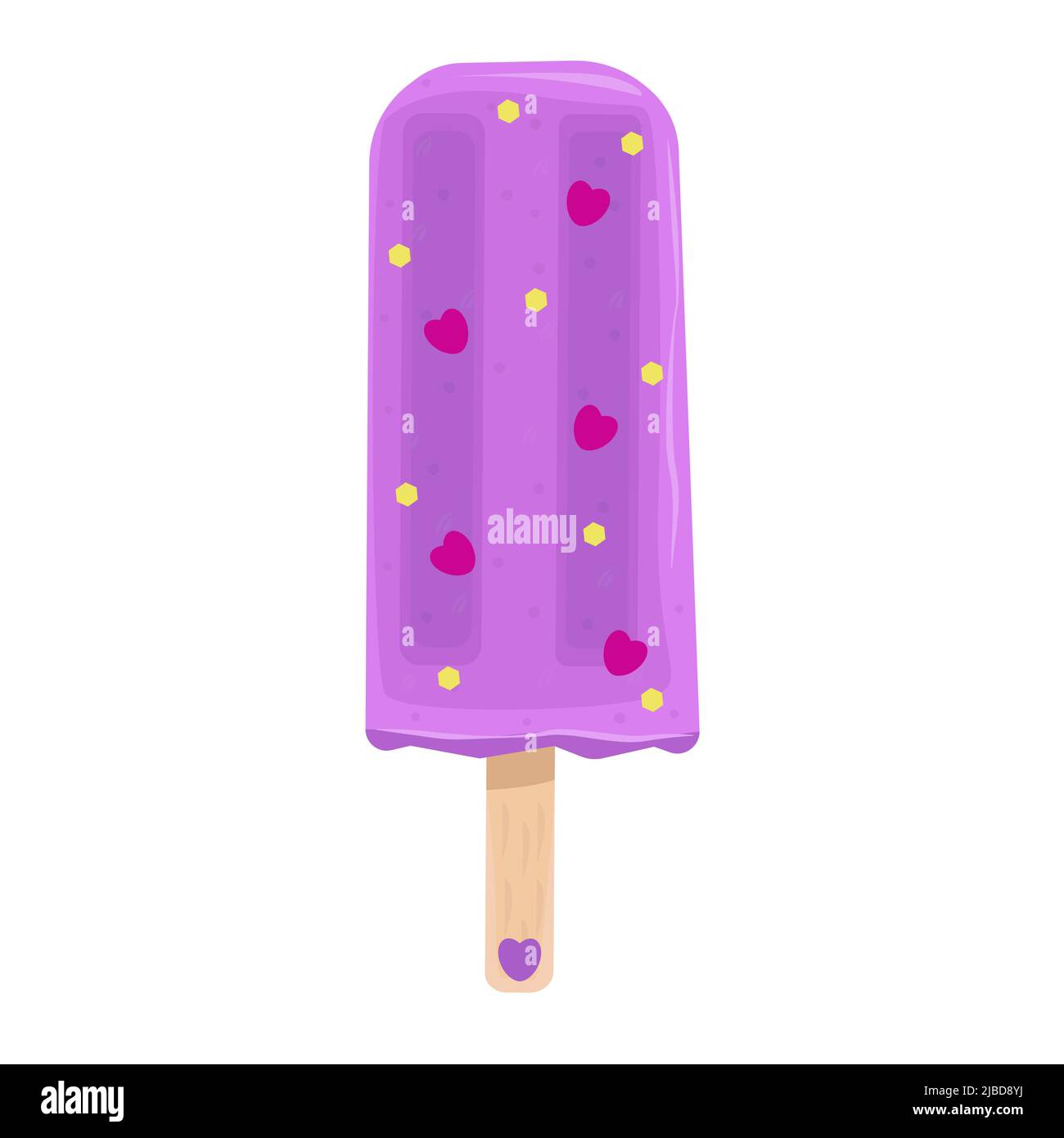 Appetizing violet ice-cream with colorful sprinkle Stock Vector