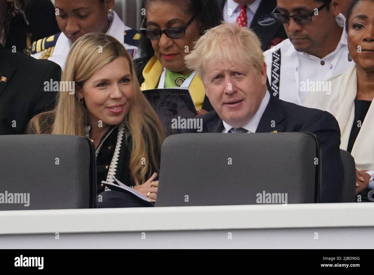 Carrie Johnson and Prime Minister Boris Johnson during the Platinum