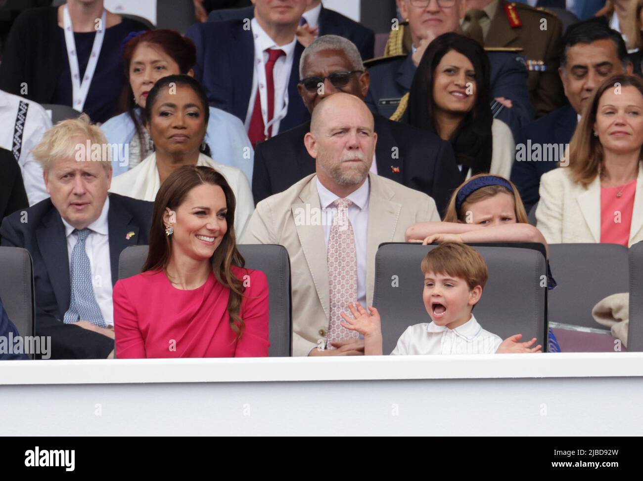The Duchess of Cambridge, Prince Louis, (second row) Prime Minister